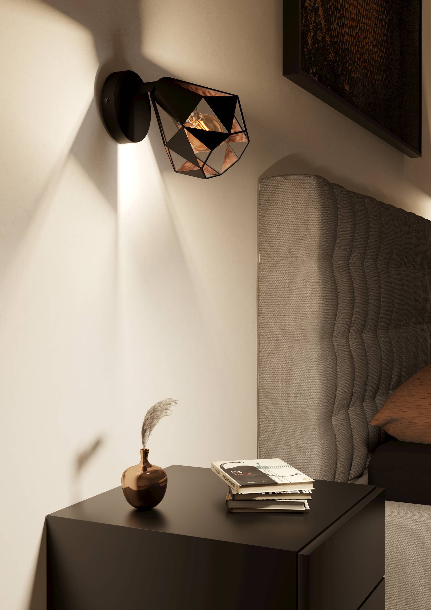 EGLO Deckenleuchte »Carlton 7 Wandleuchte, Vintage, Retro, schwarz und Kupfer, E27, Lampe« E27 1 Stk. Wandleuchte innen, Wandleuchter mit schwenkbarem Spot, Flurlampe, E27