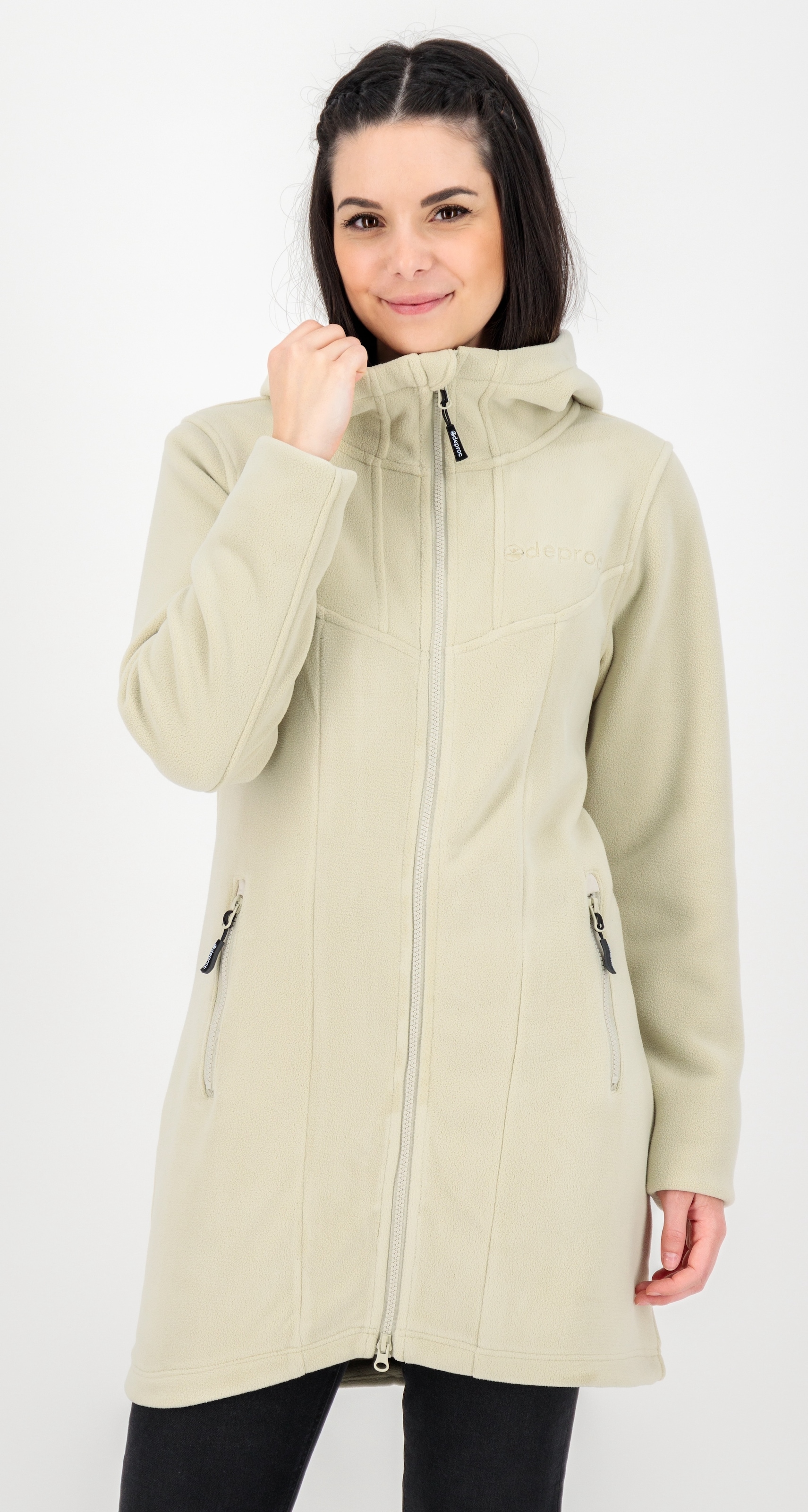 DEPROC Active Fleecejacke "WAWA PEAK" mit Kapuze mit 2-Wege-Reißverschluss