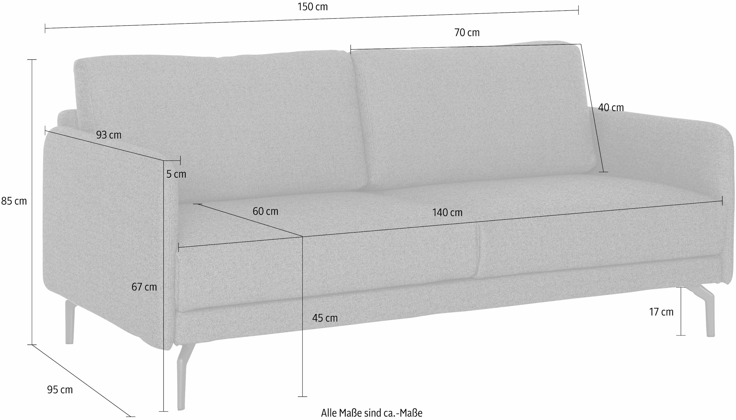 Creation BY ROLF BENZ 2-Sitzer »CR.450, Designsofa, Loungesofa«, Armlehne sehr schmal, Alugussfüße in umbragrau, Breite 150 cm
