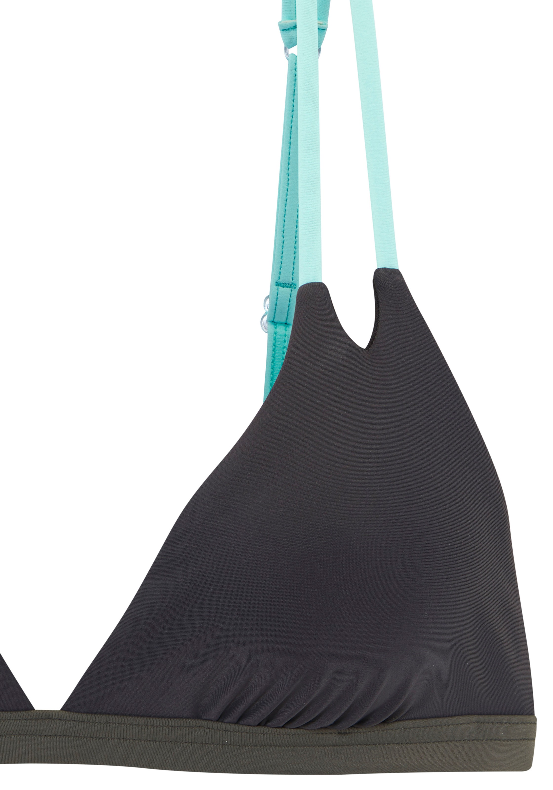 Triangel-Bikini-Top S.OLIVER "Yella", Damen, Gr. 38, Cup C/D, anthrazit, Obermaterial: 80% Polyamid, 20% Elasthan. Futter: 92% Polyester, 8% Elasthan, Bikini-Oberteile, mit Doppelträgern und kontrastfarbenen Details 2