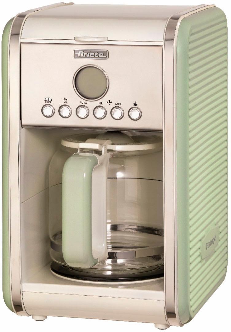 Ariete Filterkaffeemaschine "Vintage grün 1342", 1,5 l Kaffeekanne, Permanentfilter, Startzeit Kaffeezubereitung program