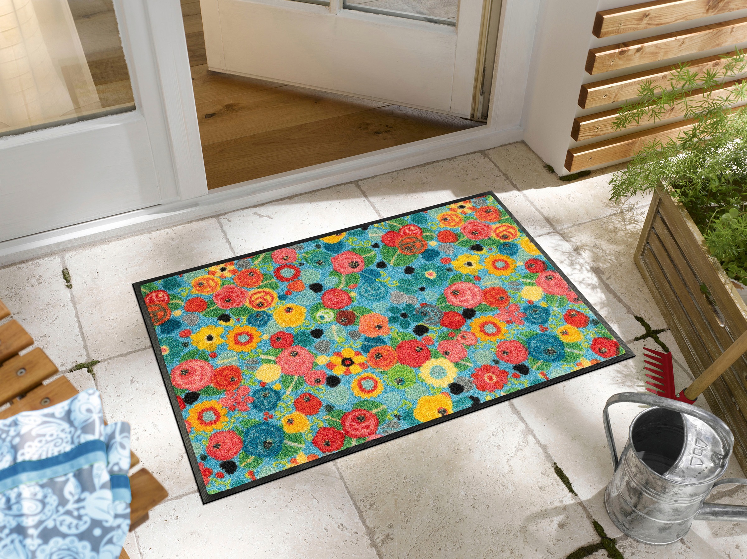 wash+dry by Kleen-Tex Fußmatte "Flower Power" rechteckig 7 mm Höhe günstig online kaufen