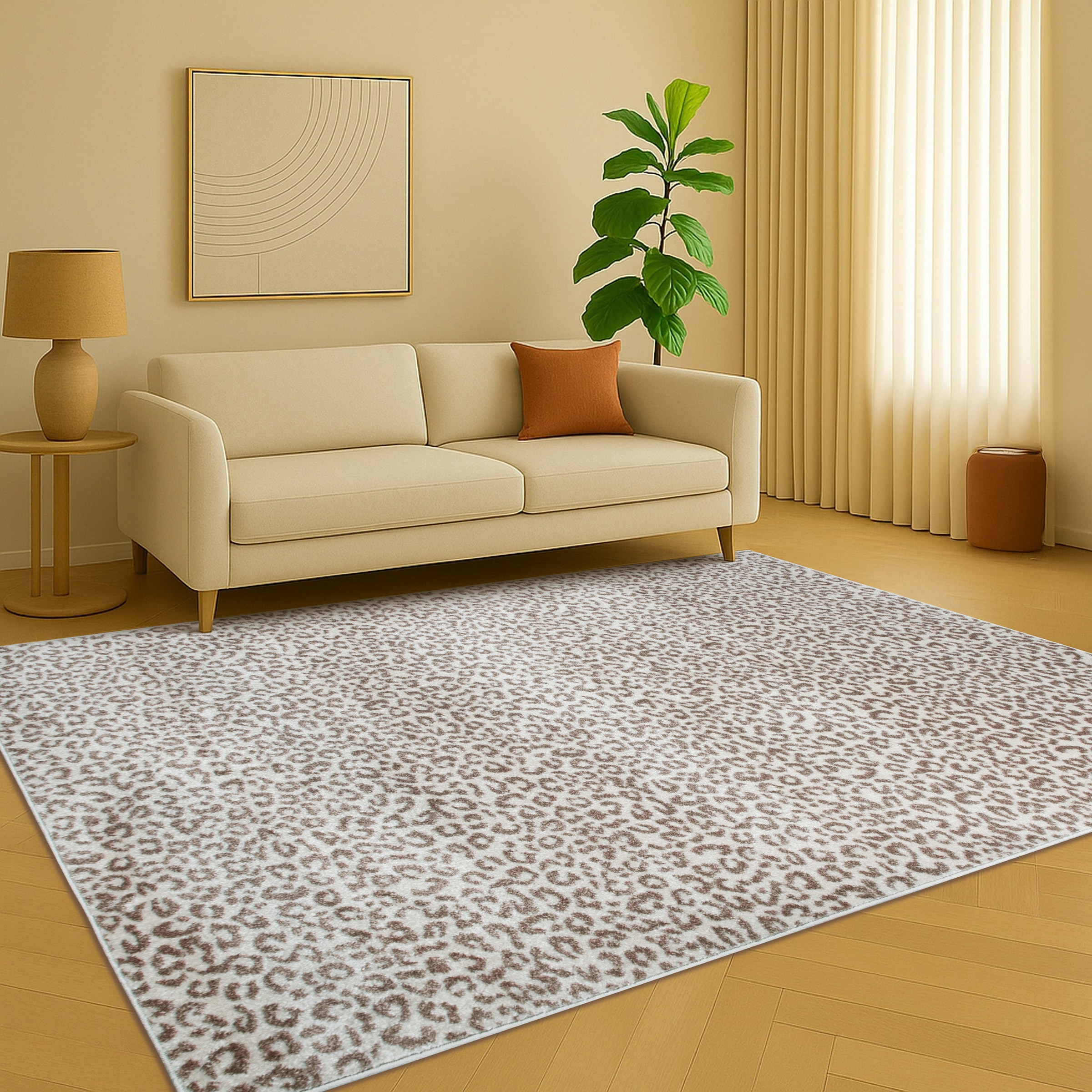 OTTO home Teppich »Fynna, Leoparden-Muster, Animalprint« rechteckig 9 mm Höhe besonders weicher Flor, Wohnzimmer, Schlafzimmer, Esszimmer, Leo