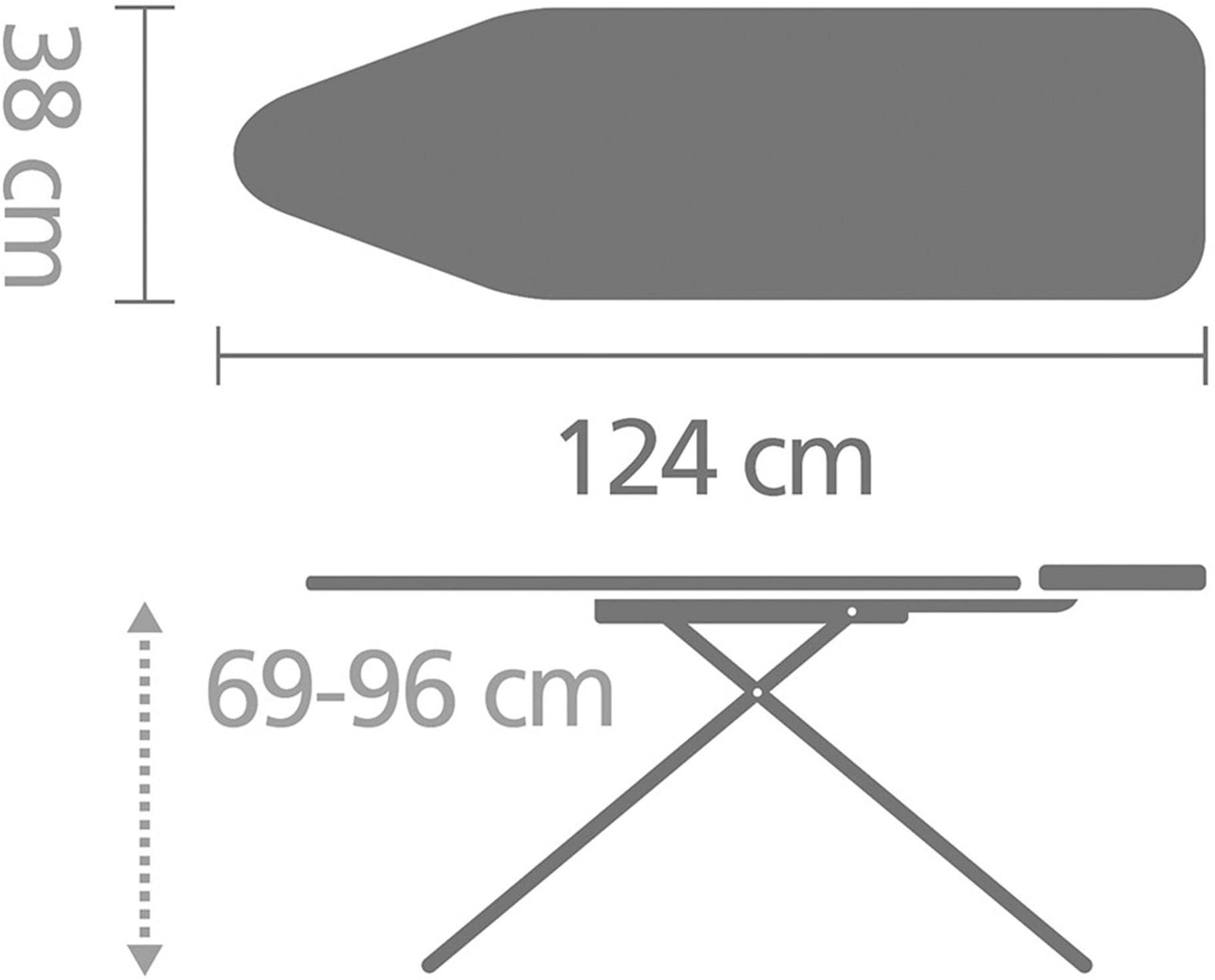 Brabantia Bügelbrett »Bügeltisch B, 124 x 38 cm, Dst-Ablage Solide«, Bügelfläche 124 cmx38 cm, Fairtrade-zertifiziert