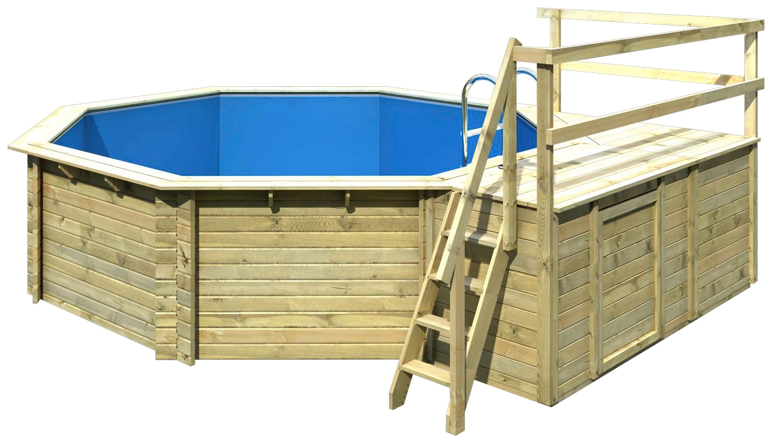 Karibu Achteckpool »TOSCANA Set C B428xL428xH124 cm«, (Set, 7 tlg.)