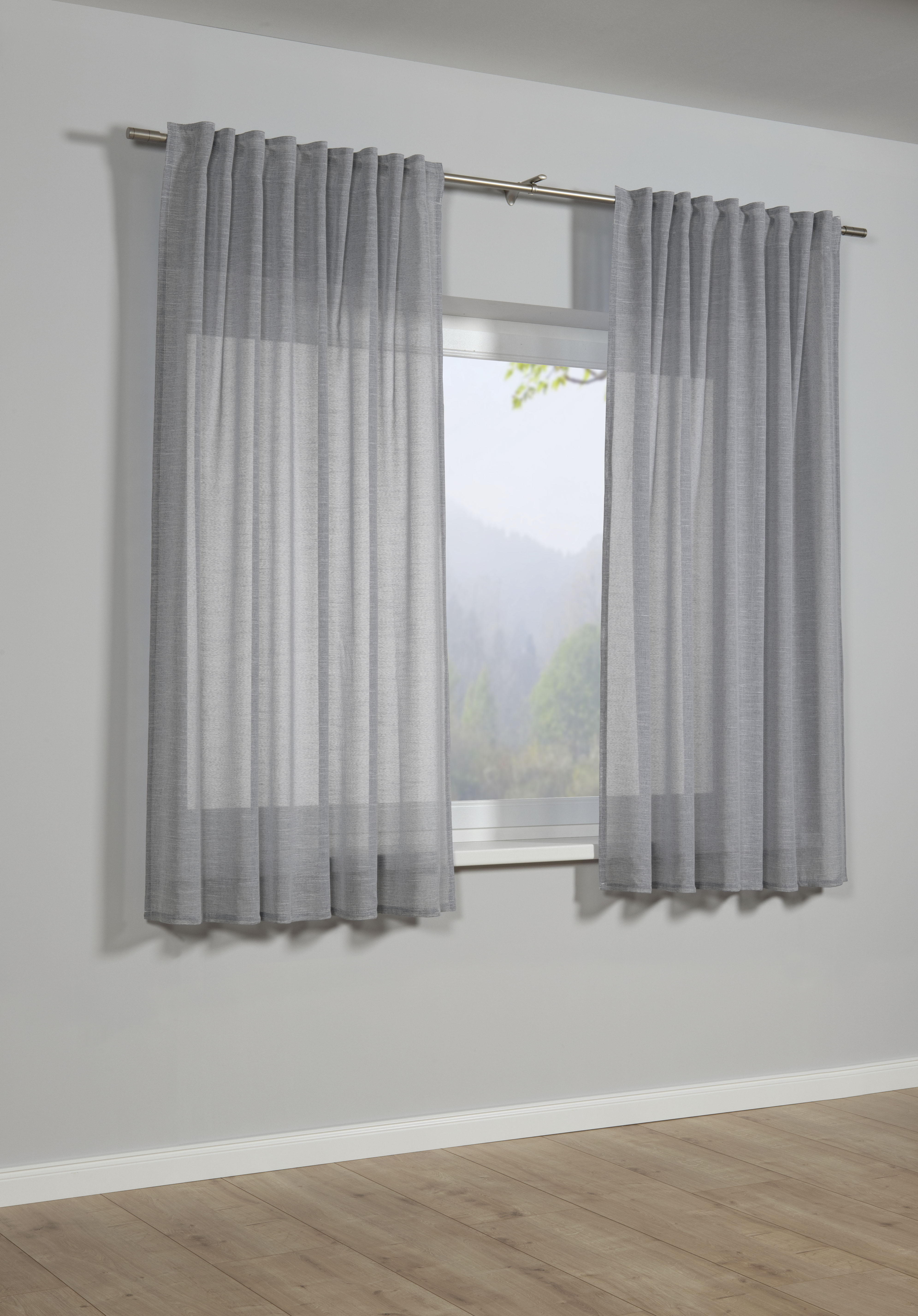 Sehlbach Gardine "Schal Leinenoptik" Schlaufen 1 Stk. tlg. mit Gardinenband und verdeckten Schlaufen