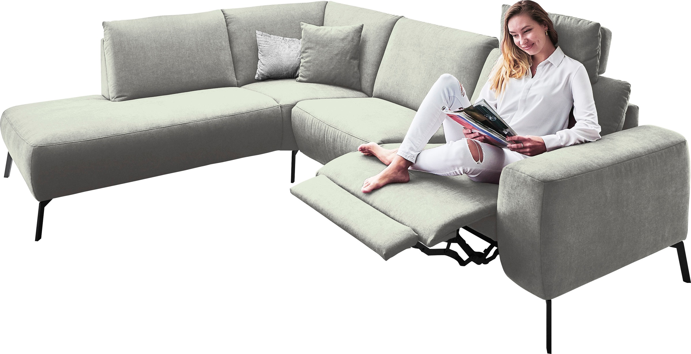 INOSIGN Ecksofa »Bellini L-Form«, incl. motorischer Relaxfunktio, wahlweise Easy Care-Bezug
