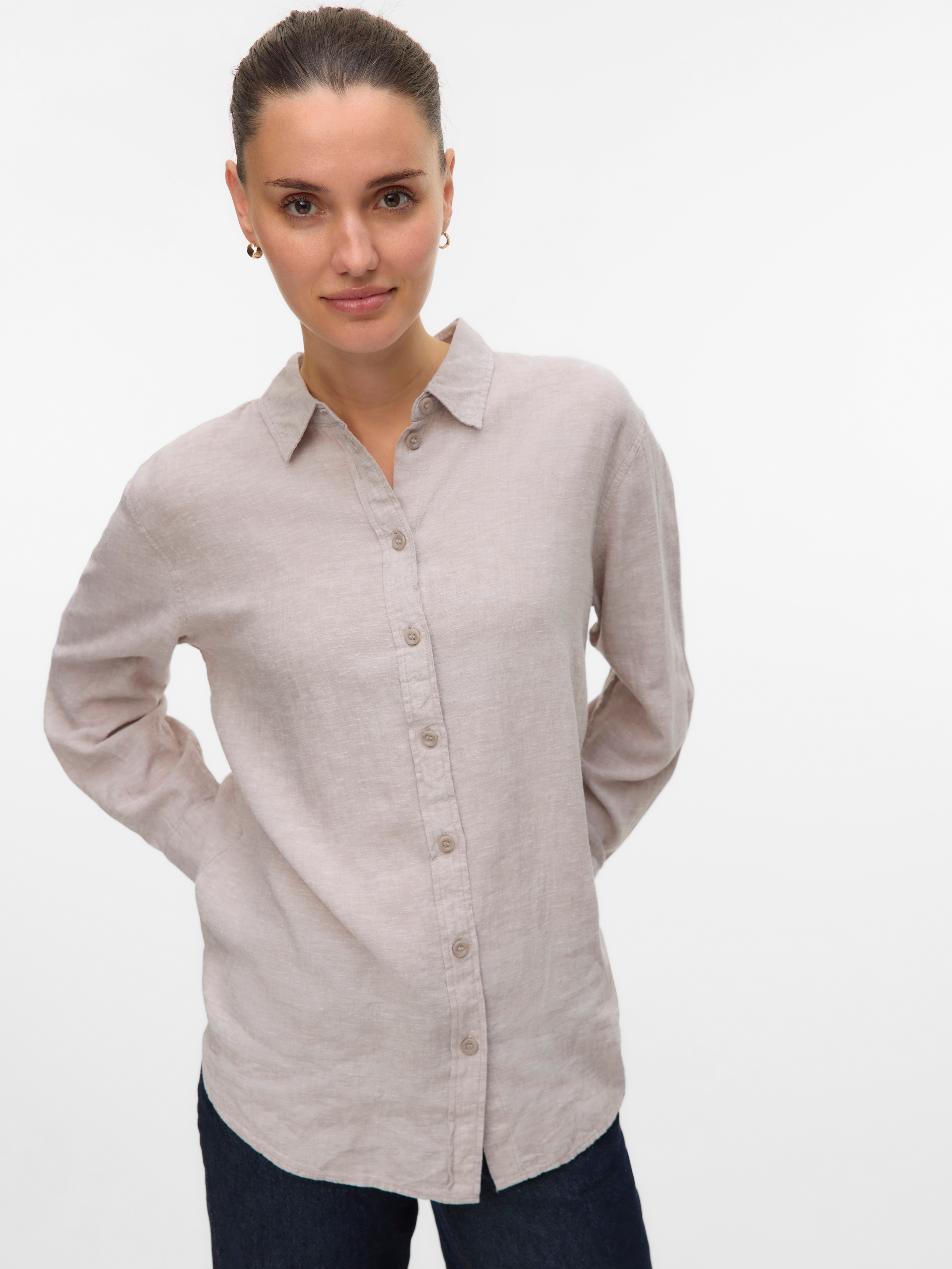 Vero Moda Hemdbluse »VMLINN LINEN LS SHIRT WVN NOOS«, hochwertige Qaulität mit Leinen