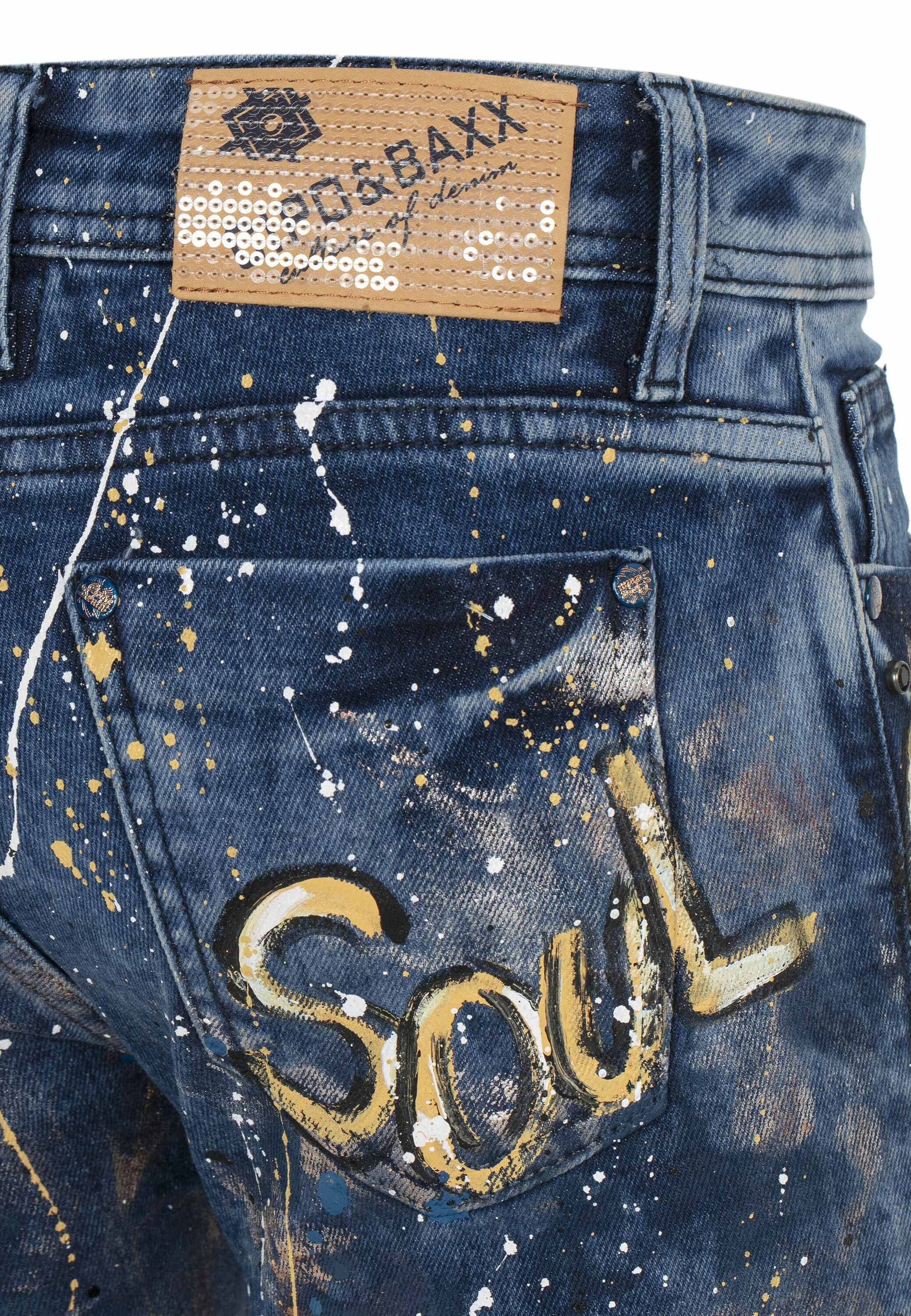 Cipo & Baxx Slim-fit-Jeans »Jeans«, Mit coolen Schriftzügen, WD440