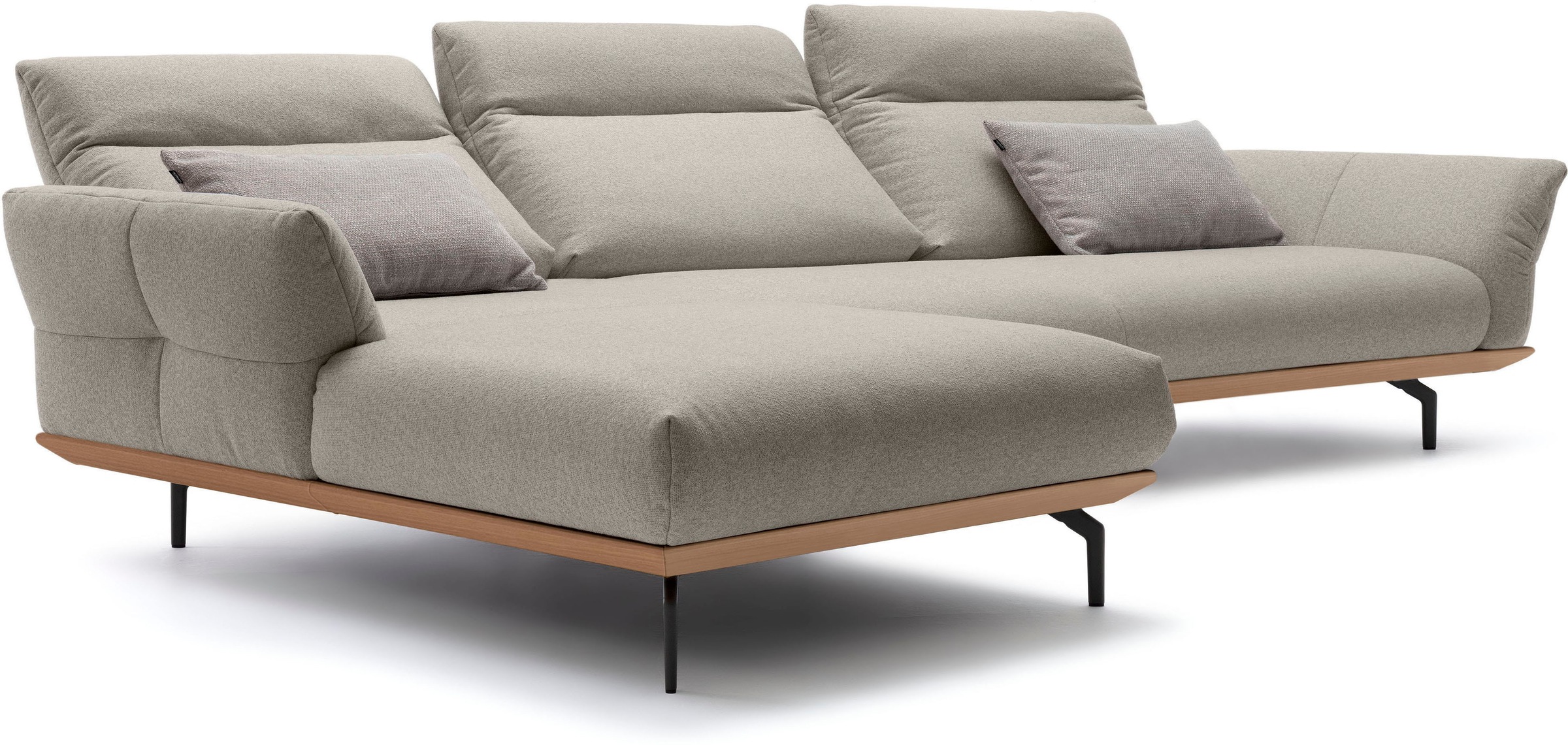 Creation BY ROLF BENZ Ecksofa »CR.460«, Sockel in Eiche, Winkelfüße in Umbragrau, Breite 338 cm