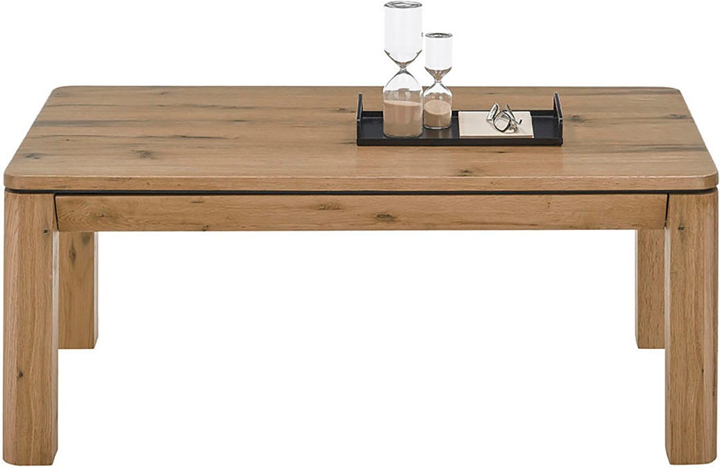MCA furniture Couchtisch »ZWOLLE mit Stollen 80x80«, Eiche furniert, rechteckig,Schubkasten mit Einteilung, belastbar 30 kg
