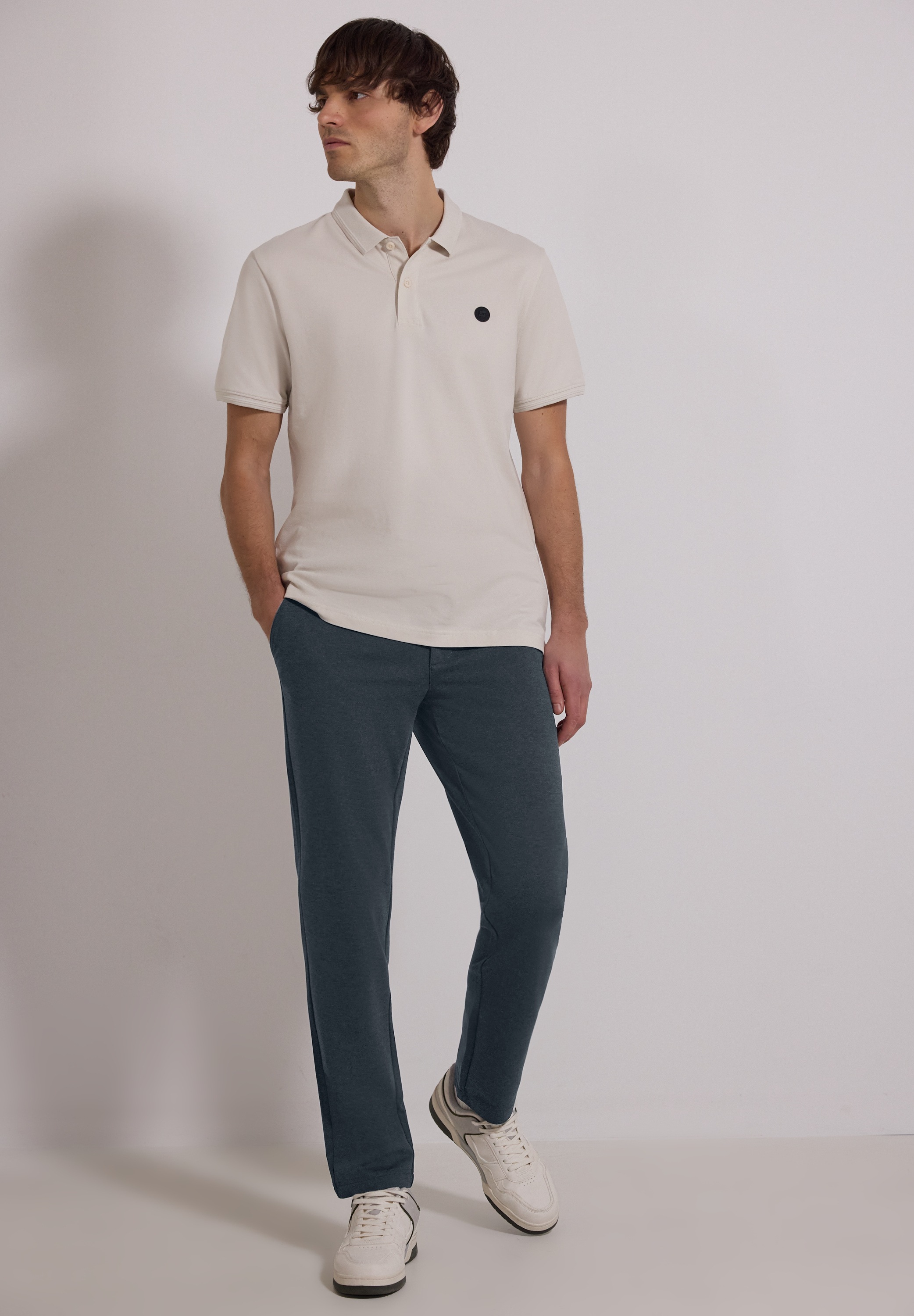 Stoffhose STREET ONE MEN, Herren, Gr. 36, Länge 34, schwarz ink blau, Stoff, 74% Polyester, 21% Viskose, 5% Elasthan, unifarben, regular fit lang, Hosen Stoffhose, Middle Waist 3