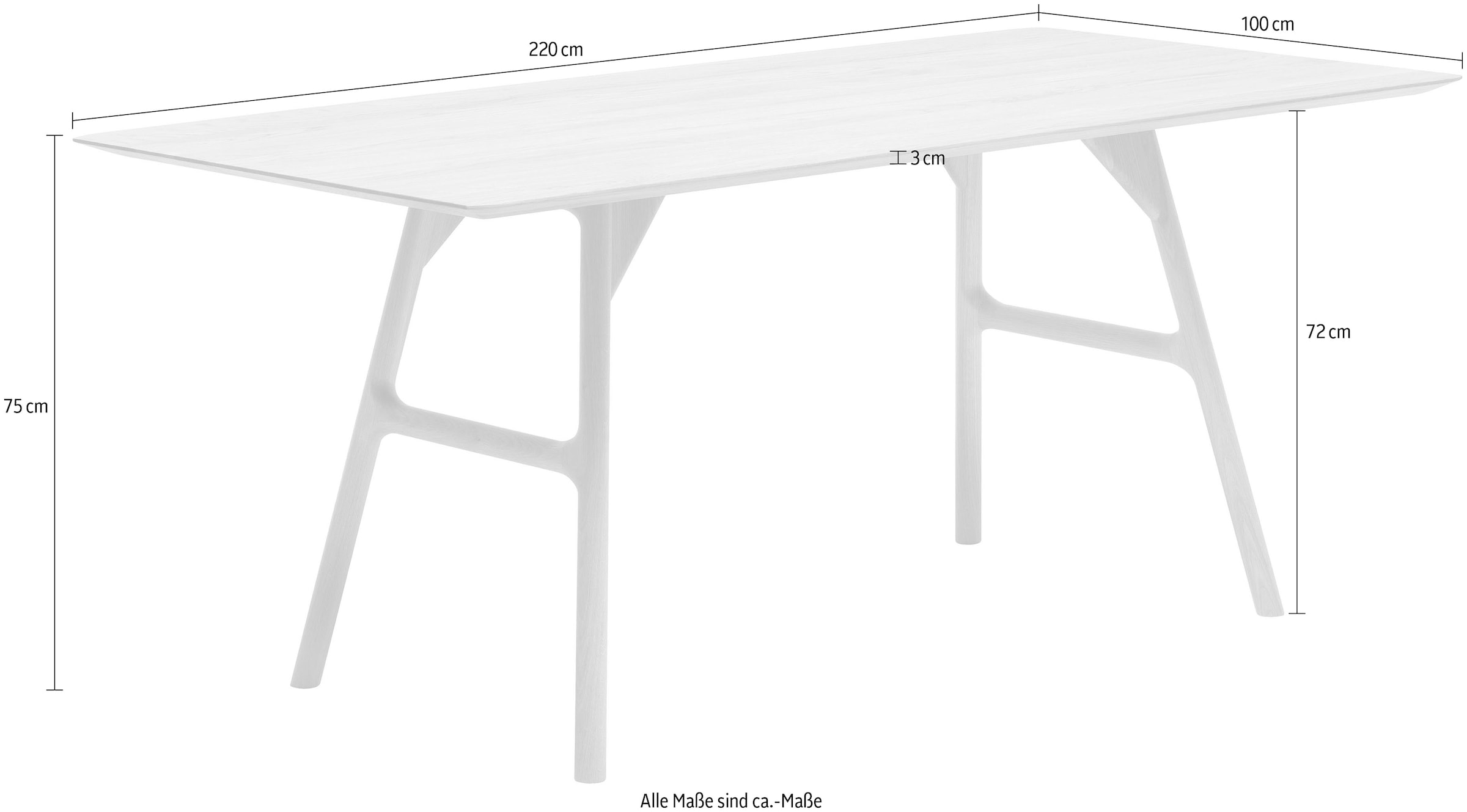 whiteoak Esstisch, extravagantes Design in hochwertiger Qualität