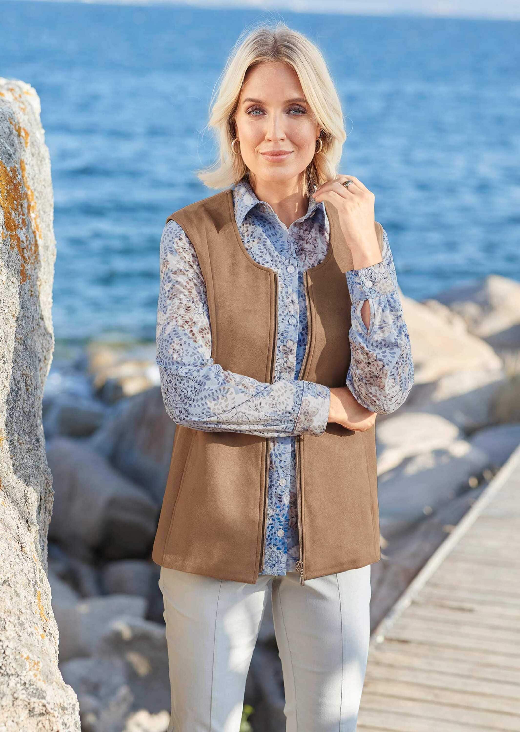 GOLDNER Kurzweste »Velourslederimitat-Weste«