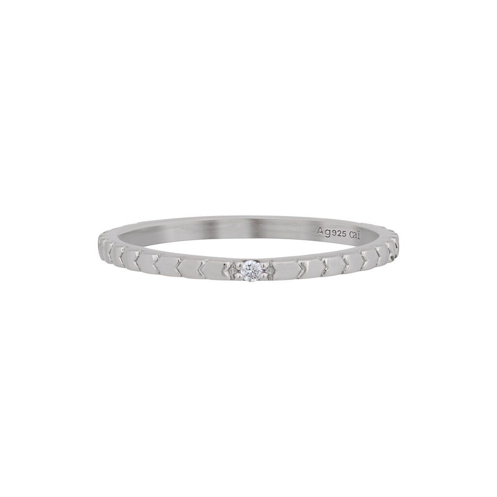 CAÏ Fingerring »925/- Sterling Silber rhodiniert Herzen Zirkonia Stacking«