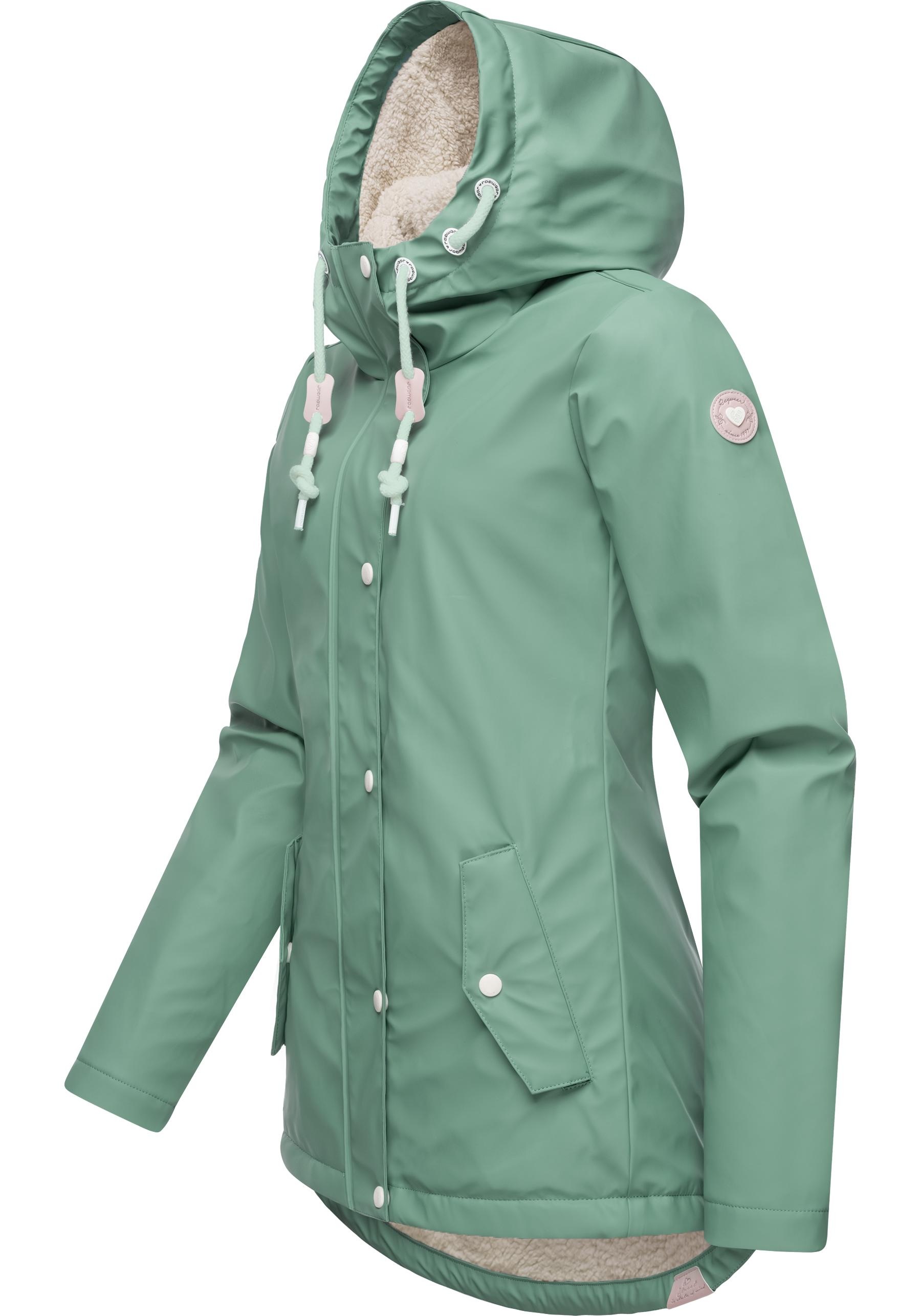 Ragwear Regenjacke »Marge«, mit Kapuze, warm gefütterter Damen Winter Regenmantel