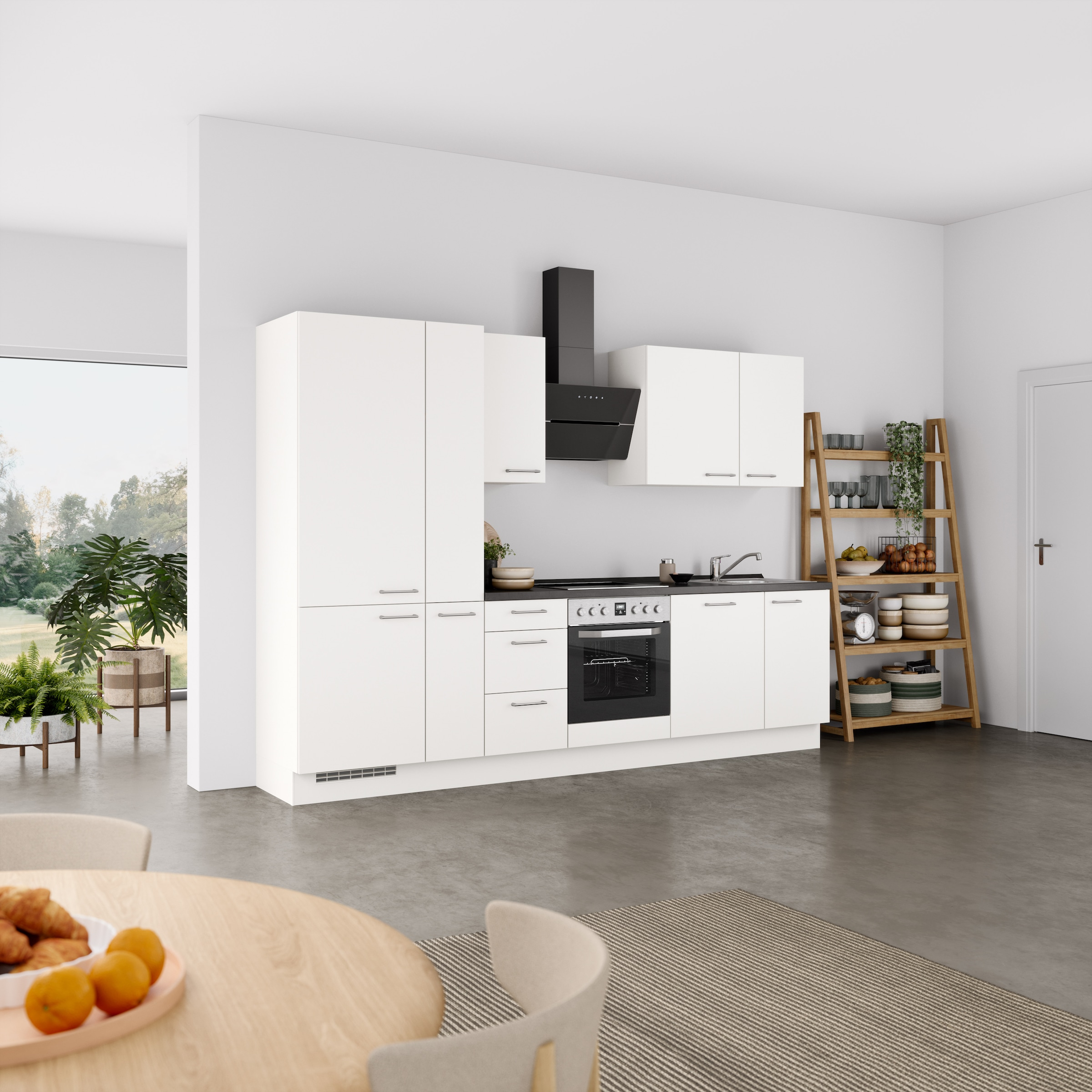 nobilia® Küchenzeile »"Laser II", NEU: individuell anpassbar mit gratis Profi-Beratung« vormontiert, 300 cm breit, optional mit verschiedenen E‑Geräte-Sets
