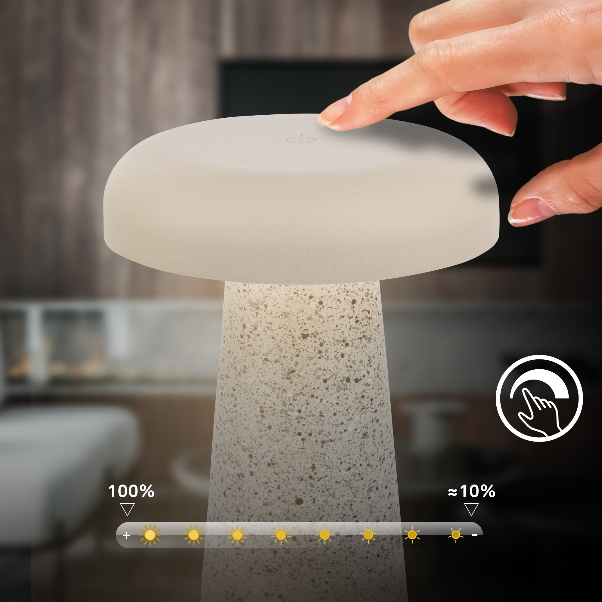 Briloner Leuchten LED Außen-Tischleuchte »CLOUD« LED-Modul 1 Stk. Warmweiß 12x17 cm, Akku tauschbar, Indoor/Outdoor, Wohnzimmer, Flur, Balkon