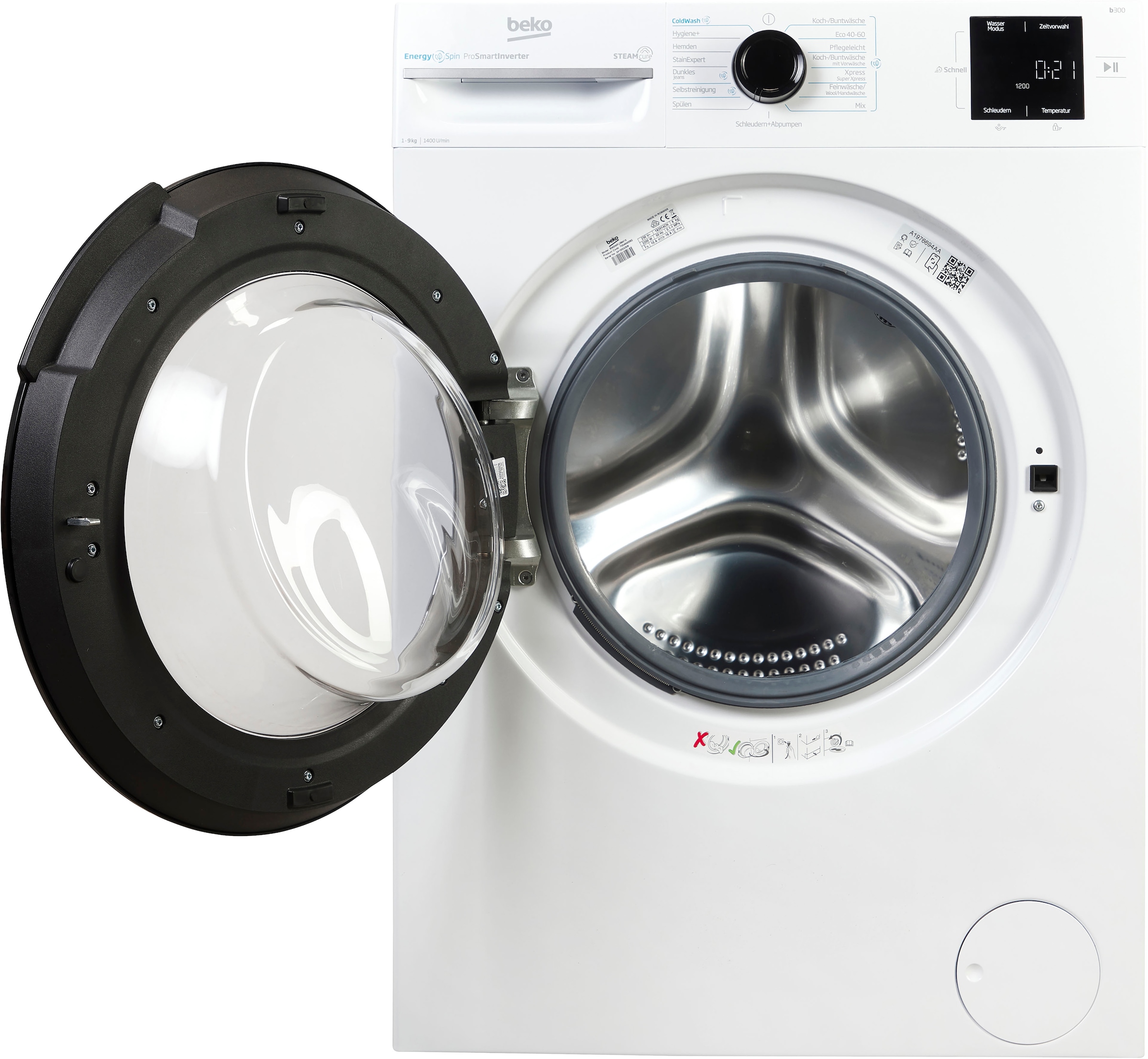 BEKO Waschmaschine »BM3WFU3941X«, 9 kg, 1400 U/min, Waschen mit EnergySpin: Bis zu 35 % Energie sparen – nicht nur in Eco