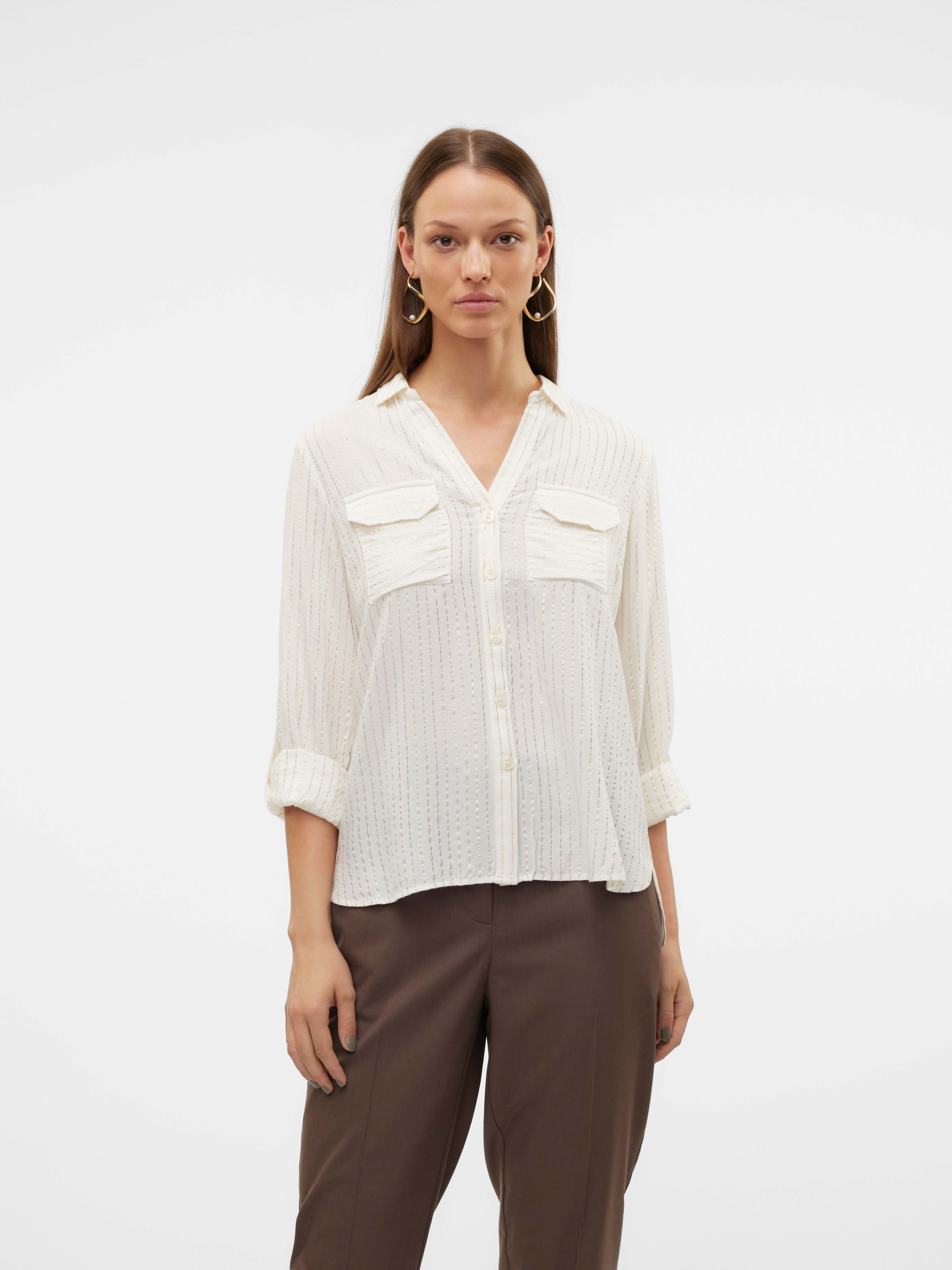 Vero Moda Hemdbluse "VMBUMPY LS GLITTER SHIRT WVN GA NOOS" Viskosemischung, regular fit