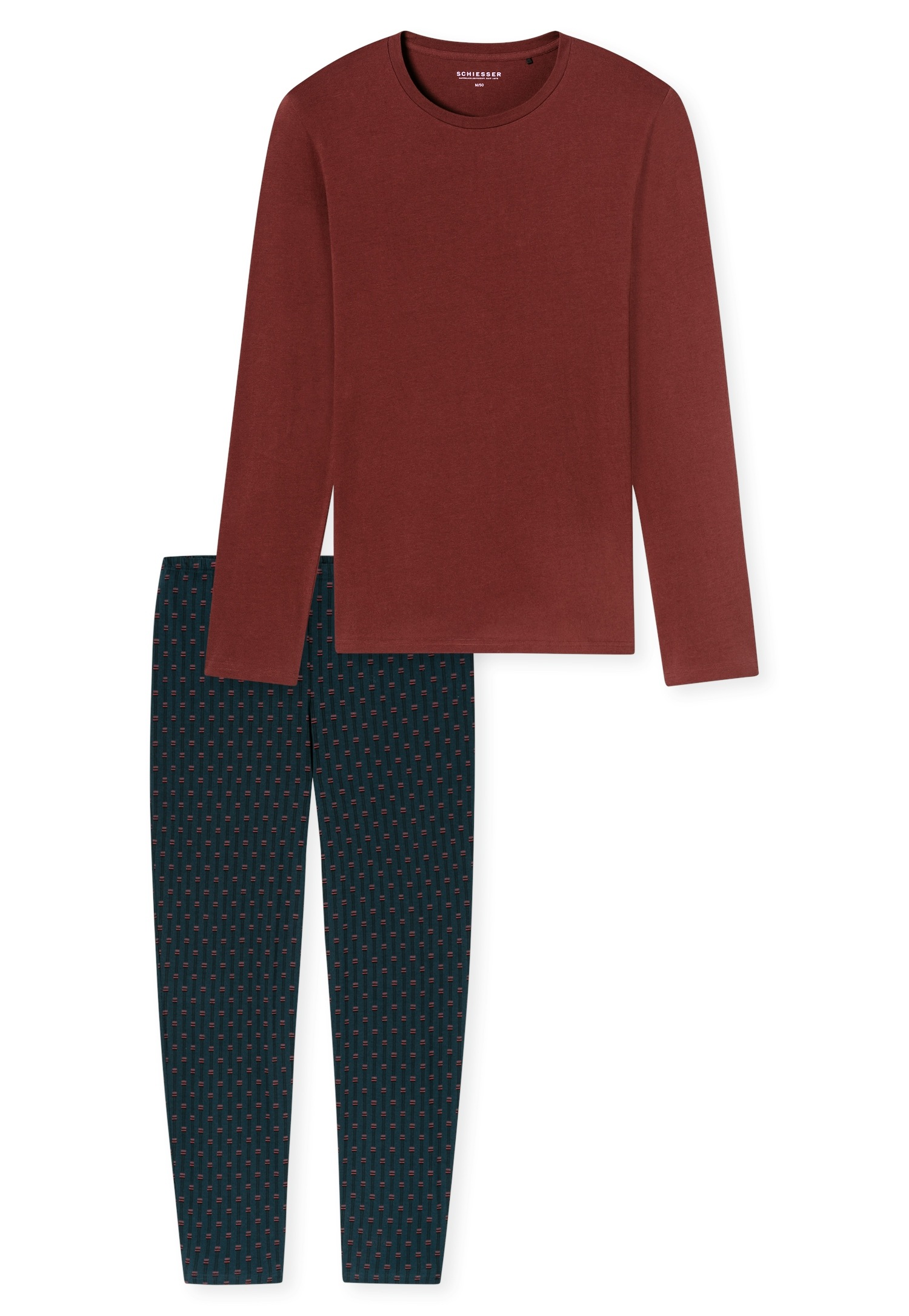 Schiesser Schlafanzug "Casual Essentials" 2 tlg. mit unifarbenem Langarmshi günstig online kaufen