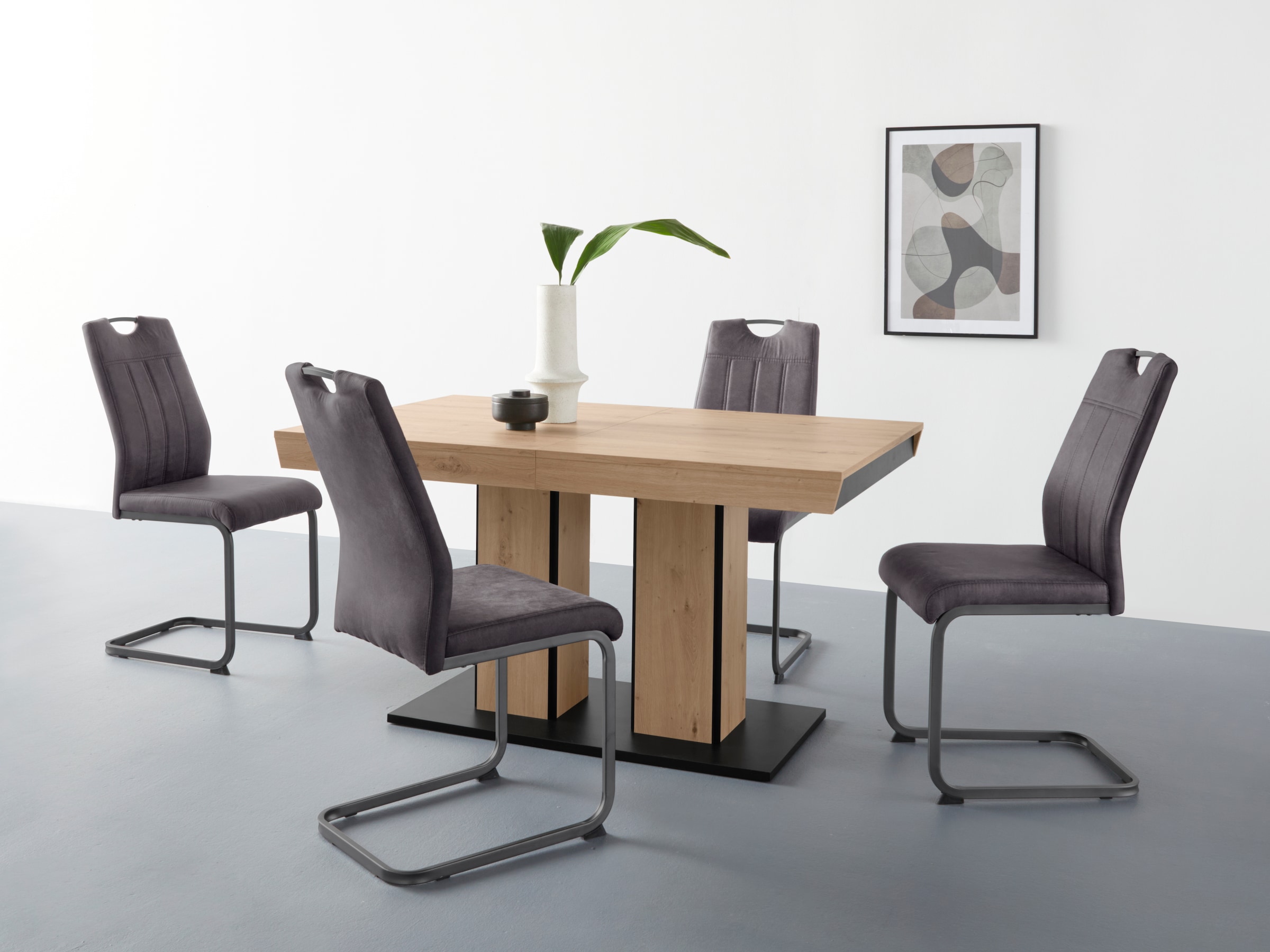 HELA 1100000002199 "Tisch ausziehbar 140 -220 cm," Set, 5 Stk. tlg. Belastbarkeit 140 KG, bequem gepolstert mit Griff