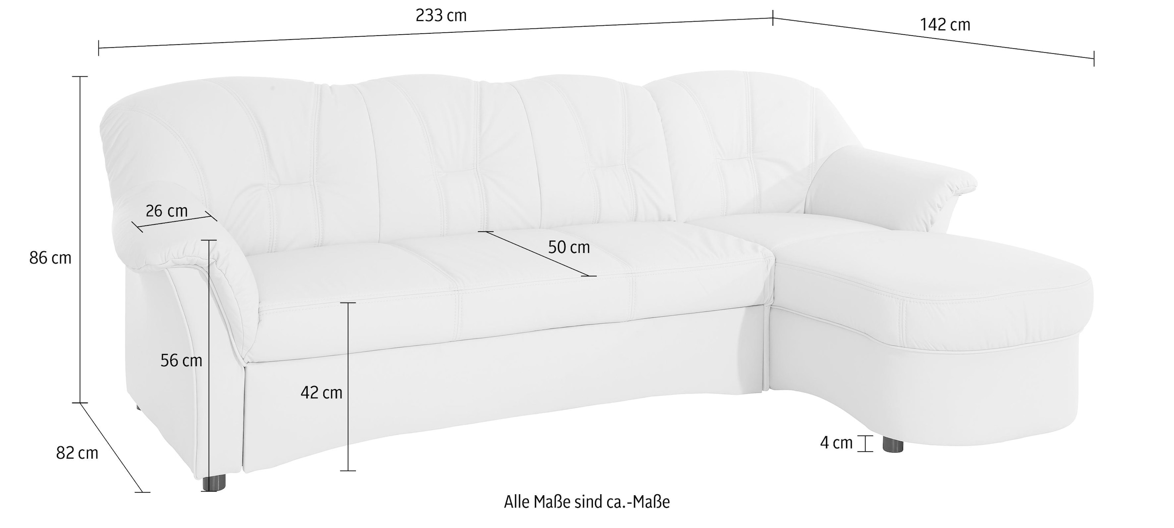 DOMO collection Ecksofa »Flores Schlafsofa, B/T/H: 233/142/86 cm, L-Form«, wahlweise mit Bettfunktion, wahlweise mit Federkern, auch in Leder