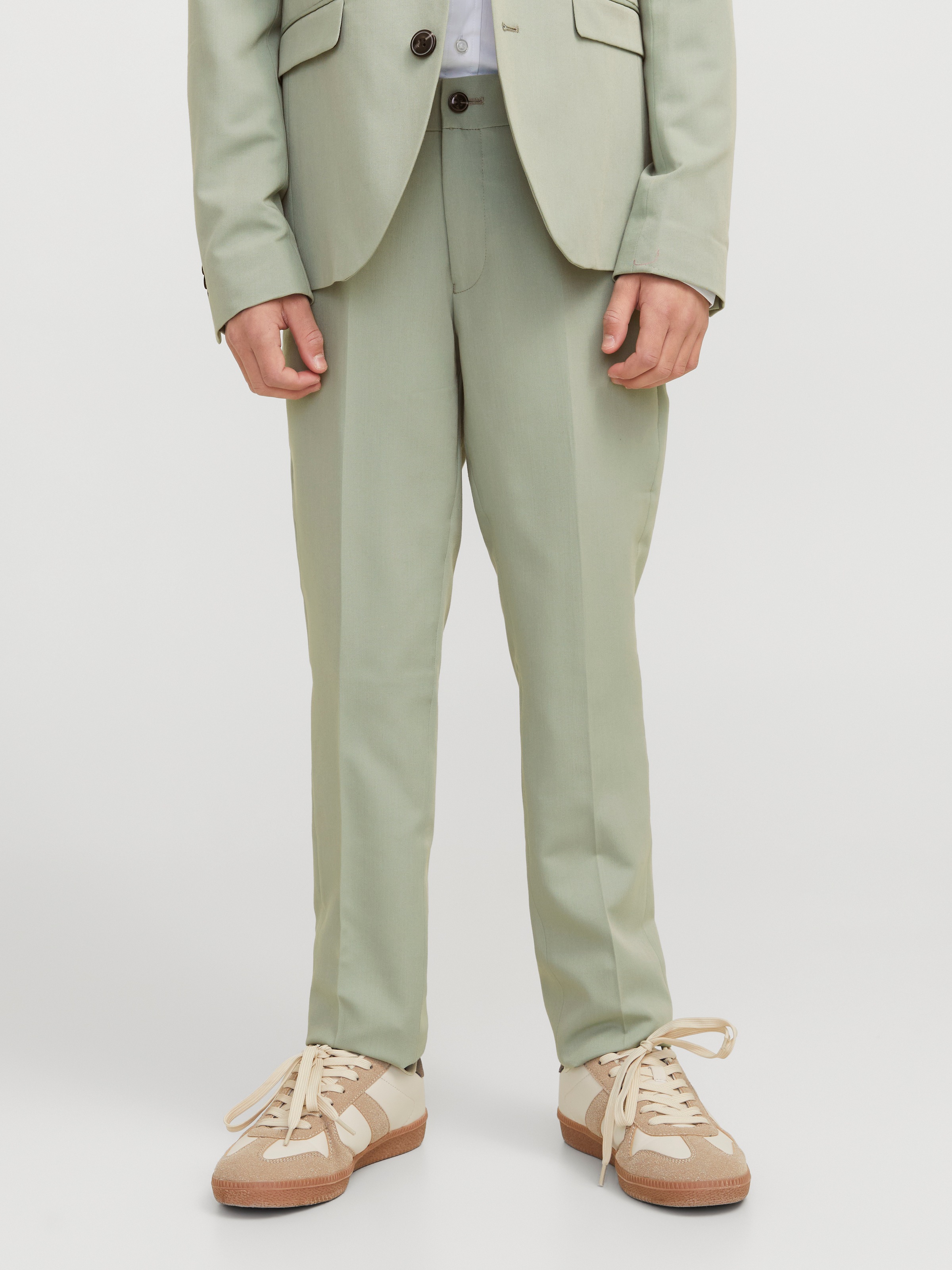 Jungen Anzughose "JPRSOLAR elastisch, pflegeleicht, komfortabel", grün, Gr. 158, JACK & JONES JUNIOR, unifarben, Web, Obermaterial: 78% Polyester,