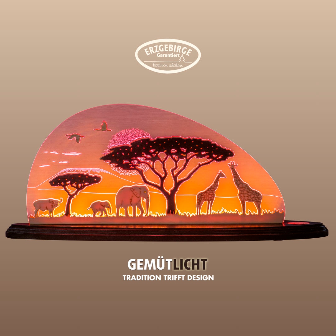 Weigla LED Dekolicht »Safari«, Leuchtmittel LED-Modul | LED wechselbar, beidseitiges Motiv/ Motiv Afrika/ Erzgebirge garantiert LED wechselbar