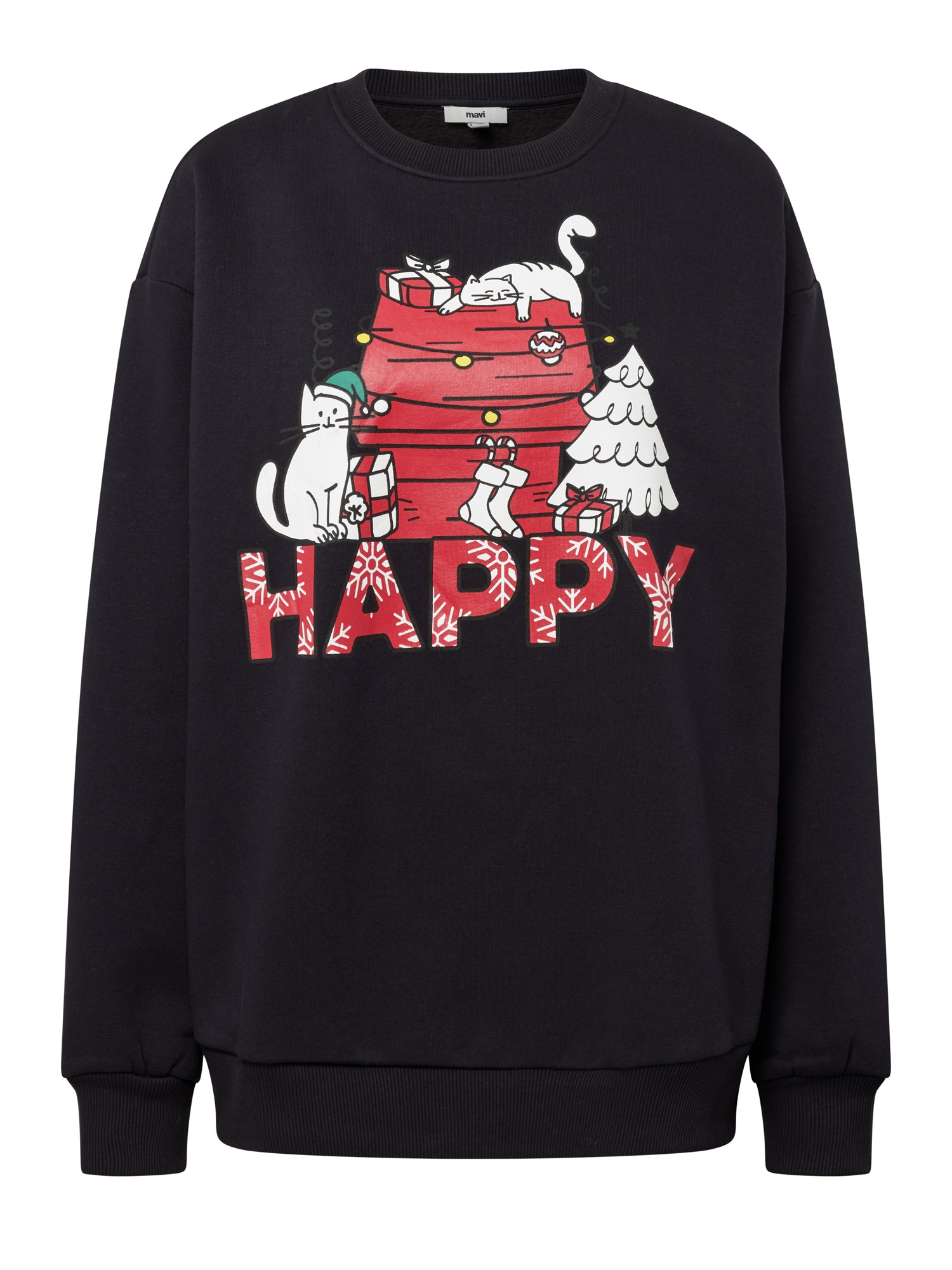 Mavi Rundhalspullover »MEOW HOLIDAYS SWEATER«, Sweatshirt mit Katzenmotiv