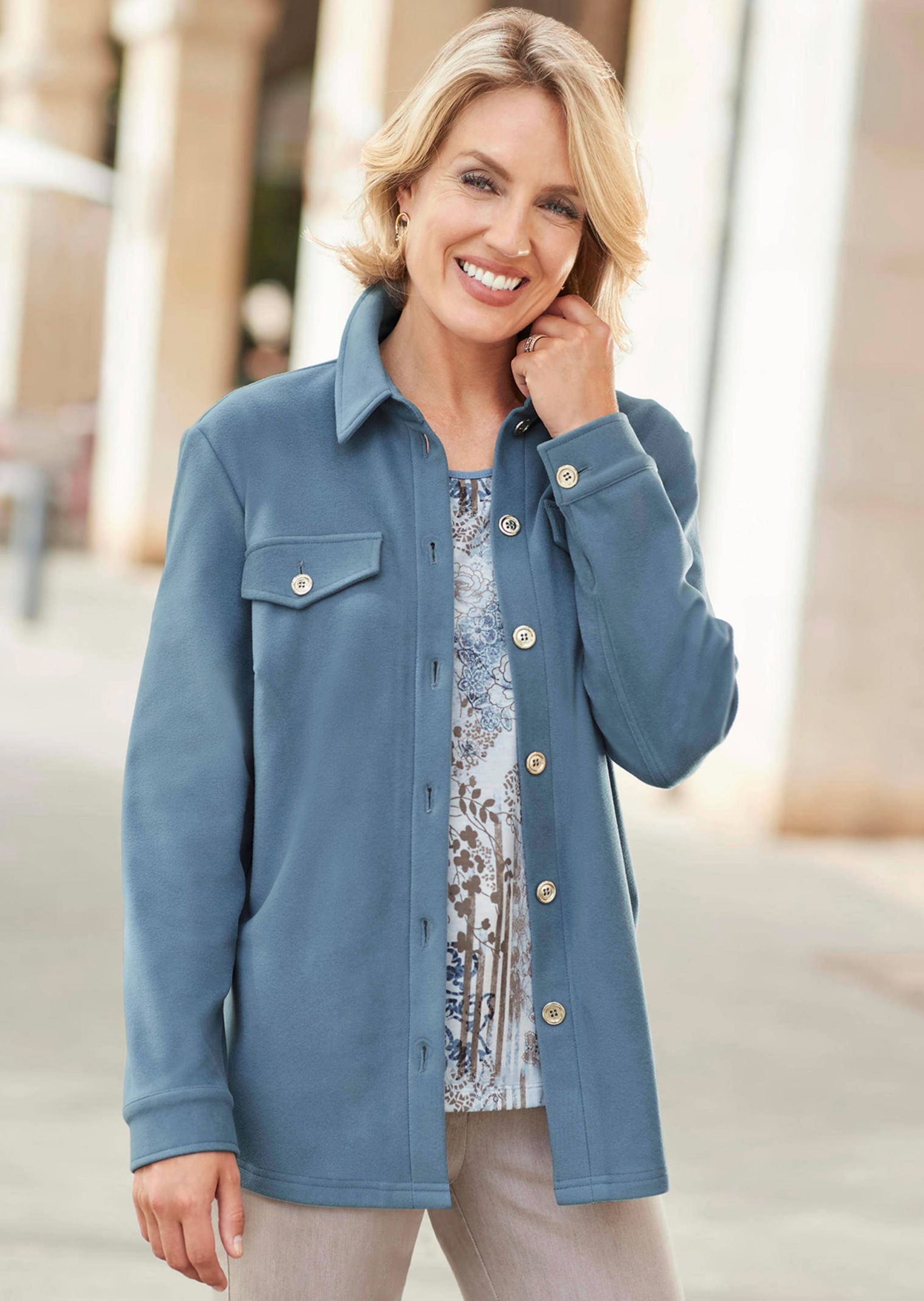 Thumbnail - GOLDNER Jackenblazer "moderne Hemdjacke in trageangenehmer Qualität" Wunderschöne Knöpfe in Eisgold