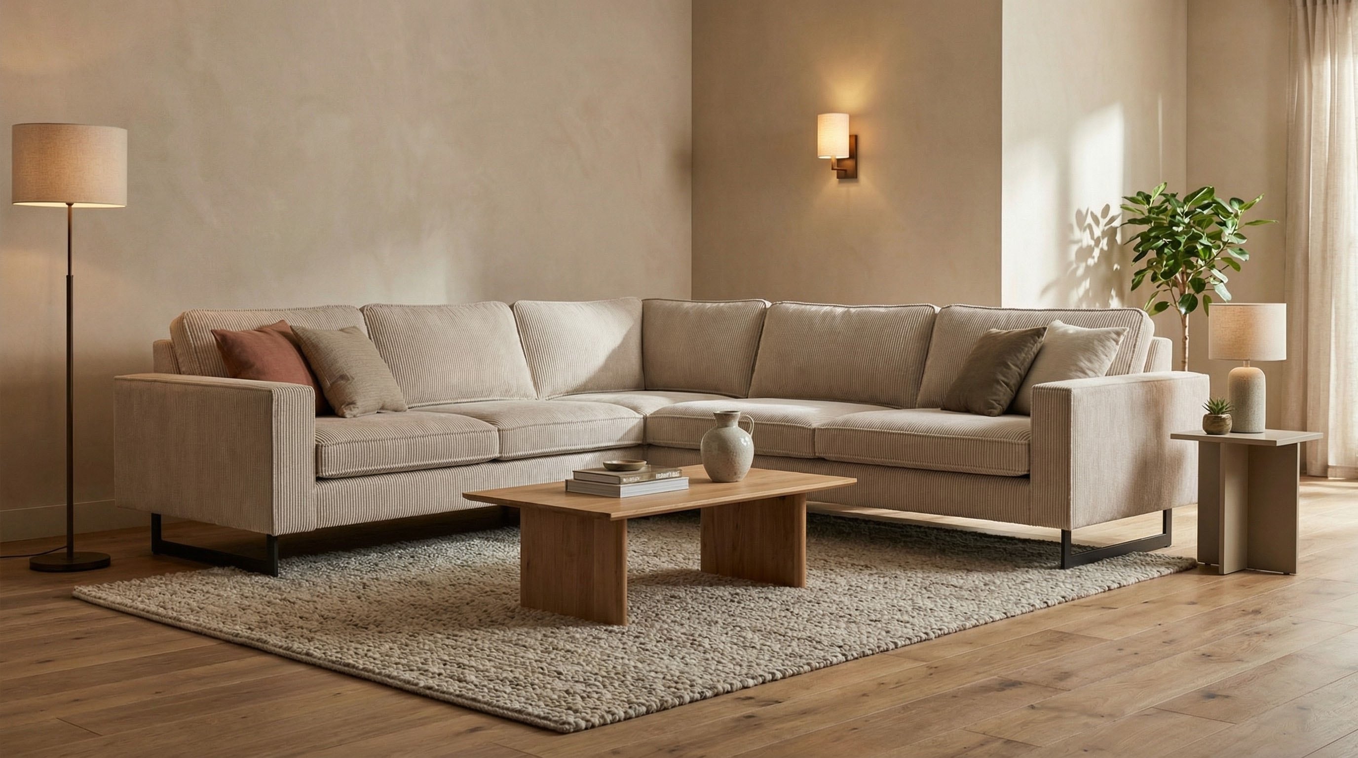 OTTO home Ecksofa "Pinto, XXL, 250/290 cm, langer Schenkel, Ottomane" Cord, Chenille, Lederoptik, mit Keder, Metallfüße, Wellenunterfederung