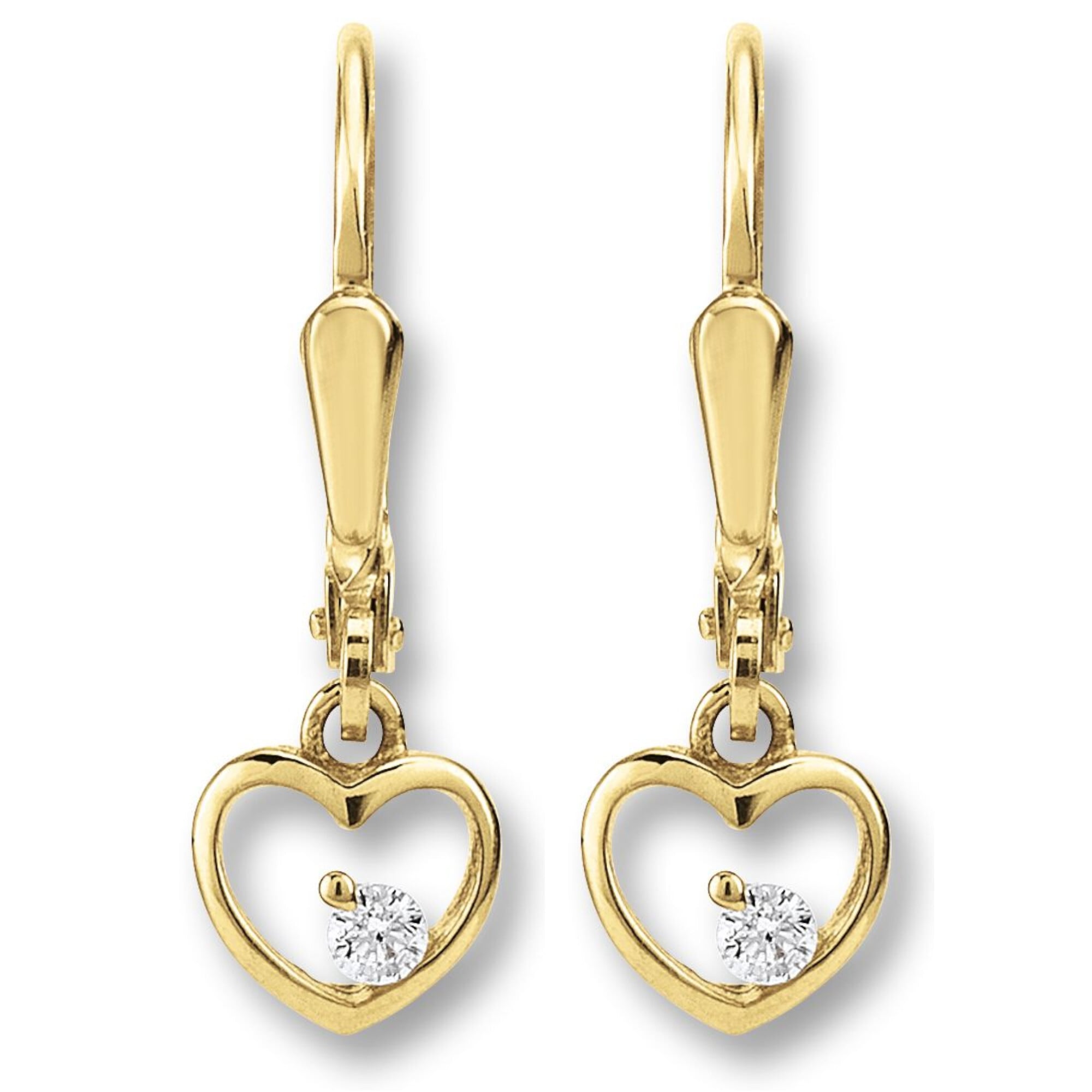 ONE ELEMENT Paar Ohrhänger BAUR Herz | »Zirkonia Ohrringe 333 Gold Ohrhänger Herz bestellen Damen aus Gelbgold«, Schmuck