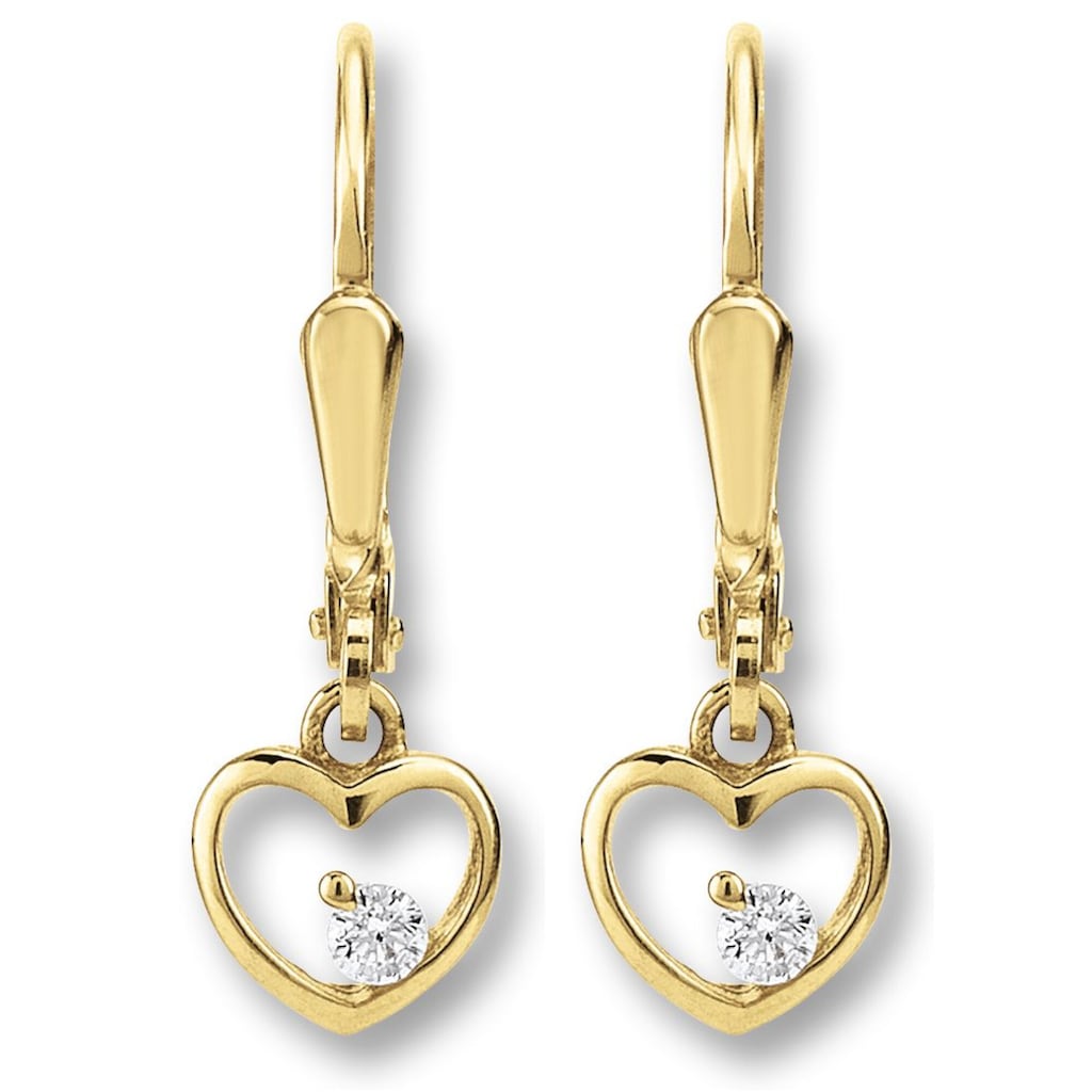 ONE ELEMENT Paar Ohrhänger »Zirkonia Herz Ohrringe Ohrhänger aus 333 Gelbgold« Damen Gold Schmuck Herz