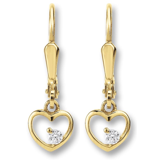 ONE ELEMENT Paar Ohrhänger »Zirkonia Herz Ohrringe Ohrhänger aus 333  Gelbgold«, Damen Gold Schmuck Herz bestellen | BAUR