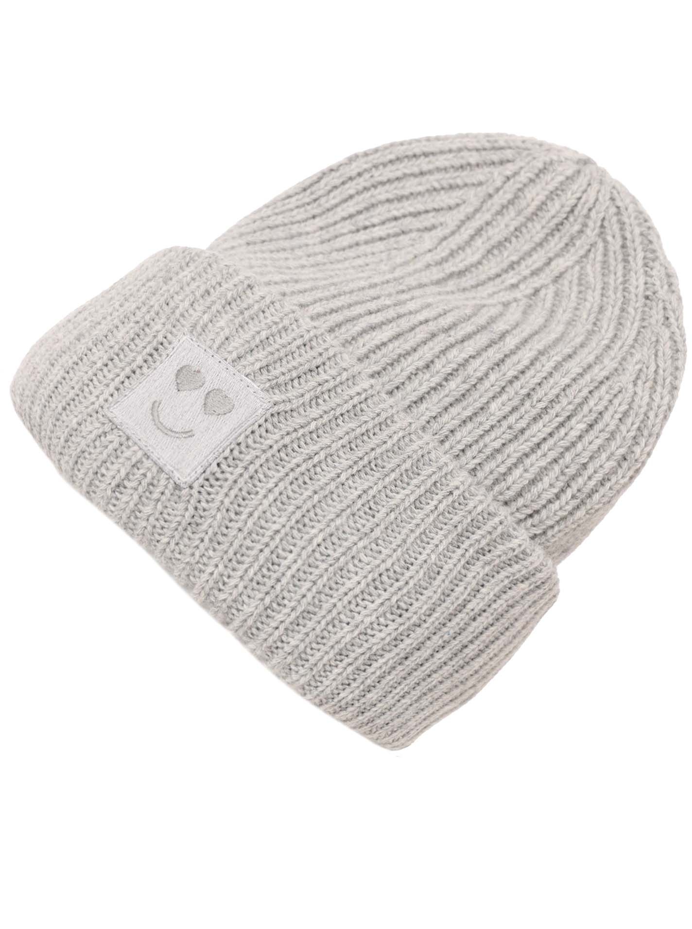 Zwillingsherz Strickmütze "Smile" Grobstrick, Smile Patch günstig online kaufen