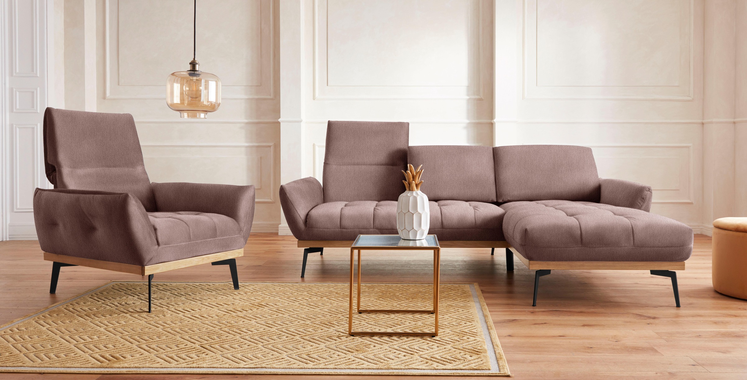 Guido Maria Kretschmer Home&Living Ecksofa »Palíc, inkl. Rückenverstellung, bequem, elegant, Breite 245cm, L-Form«