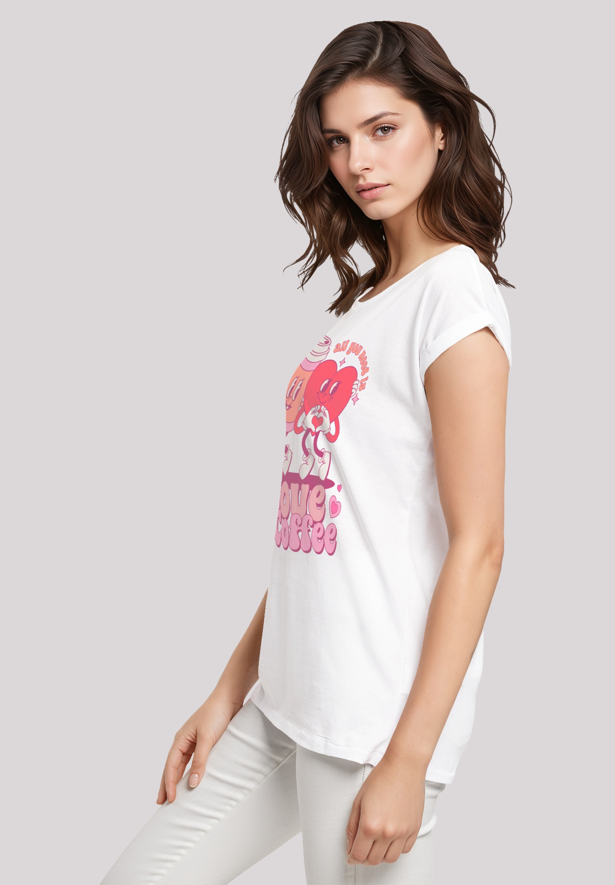 F4NT4STIC T-Shirt »Love and Coffe Valentinstag«, Premium Qualität