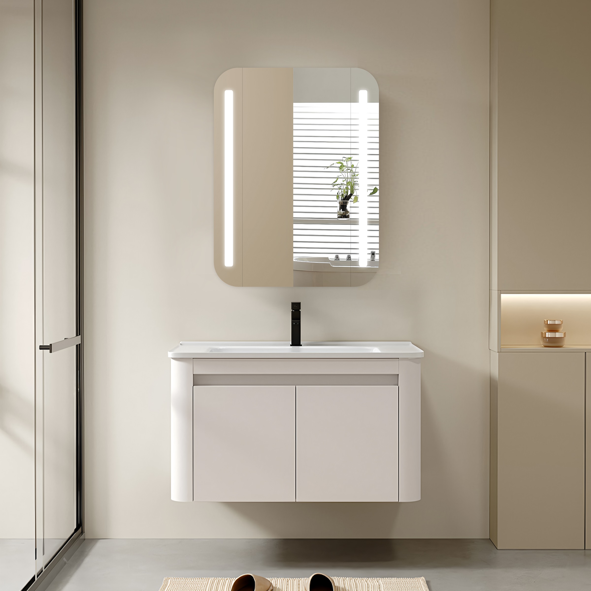 Talos Badezimmerspiegelschrank "Talos Black Linea", austauschbare LED-Beleu günstig online kaufen