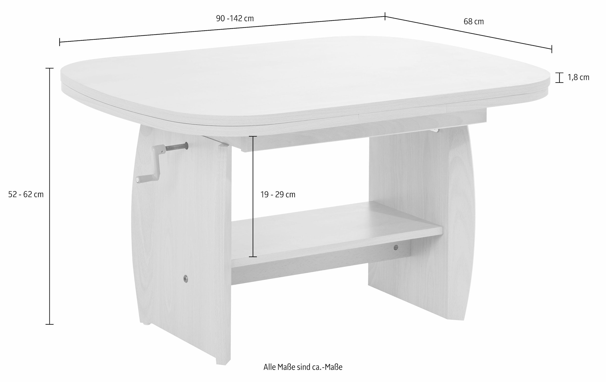 HELA Couchtisch, Höhenverstellbar und ausziehbar bestellen | BAUR | Couchtische