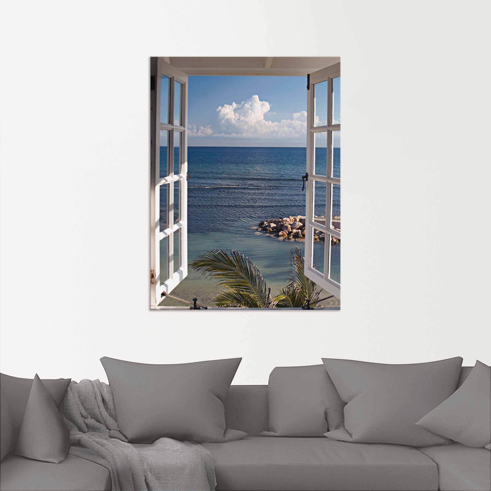 Artland Wandbild »Fenster zum Paradies«, Fensterblick, (1 St.), als Alubild, Outdoorbild, Leinwandbild, Poster, Wandaufkleber