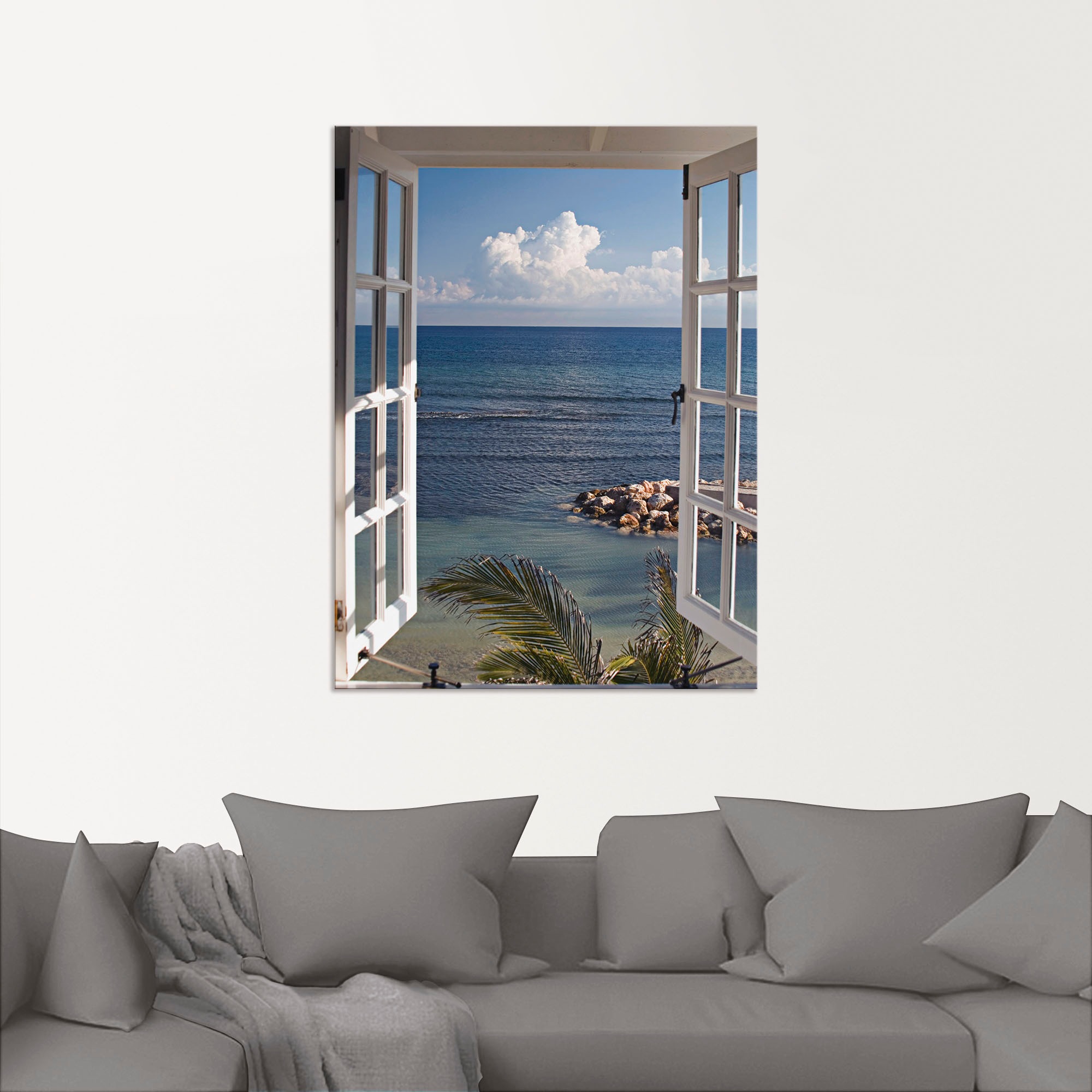Wandbild ARTLAND "Fenster zum Paradies", blau (farbe bild(er): blau), B:60cm H:80cm, Bilder, als Alubild, Leinwandbild, Poster in verschied. Größen 2