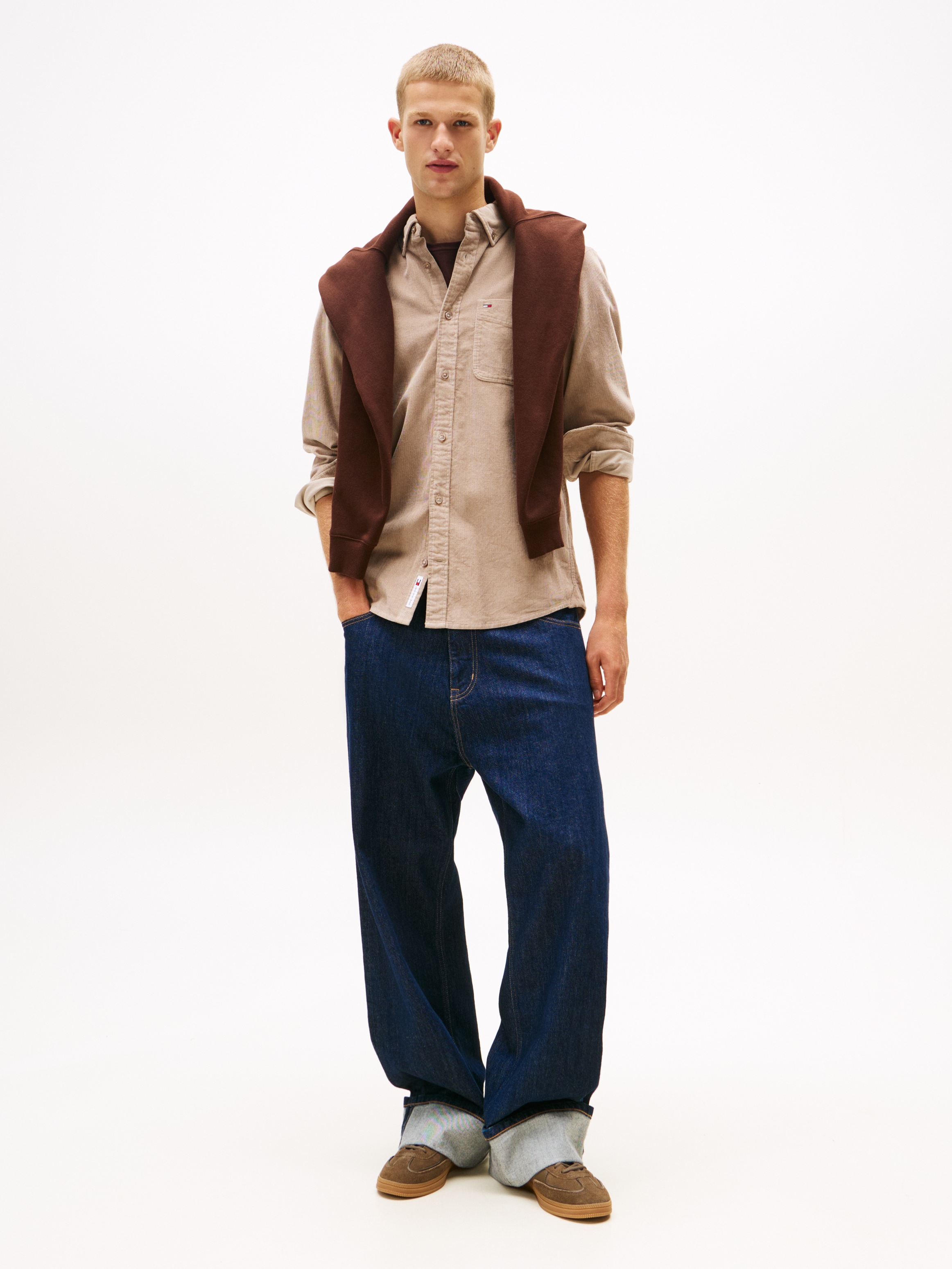 Thumbnail - Tommy Jeans Langarmhemd "TJM BABY CORD SHIRT EXT" Cordhemd Regular Fit, Button-down-Kragen