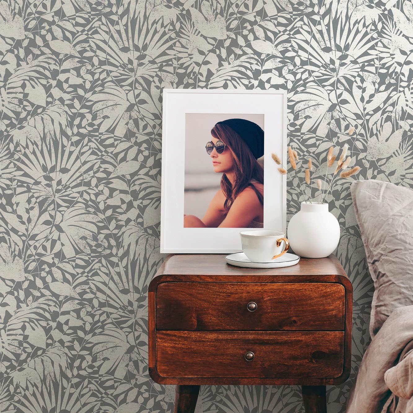 A.S. Création Vliestapete »THE BOS Floral Blätter« abstrakt | glänzend | organisch strukturiert Florale Tapete Tapete Floral Tapeten Wohnzimmer Schlafzimmer Küche