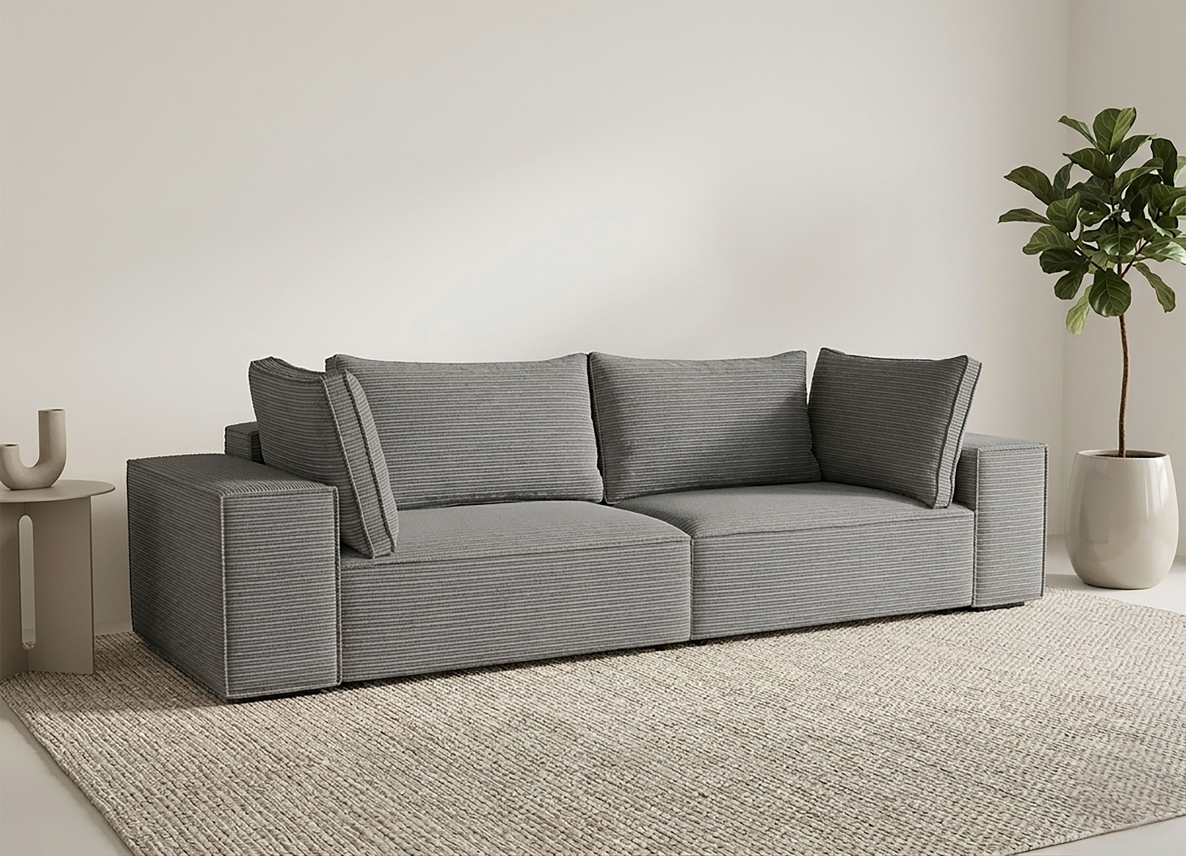 Trends by HG "Conor XXL, B: 312cm, Liegefläche: 138x 238cm, in Cord und Velours" mit Schlaffunktion und Bettkasten