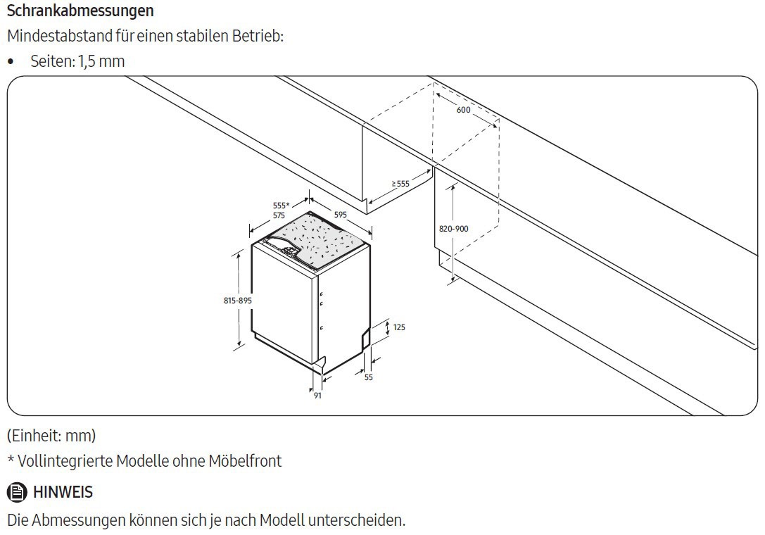 Samsung Unterbaugeschirrspüler »DW80H77U3UFU1«