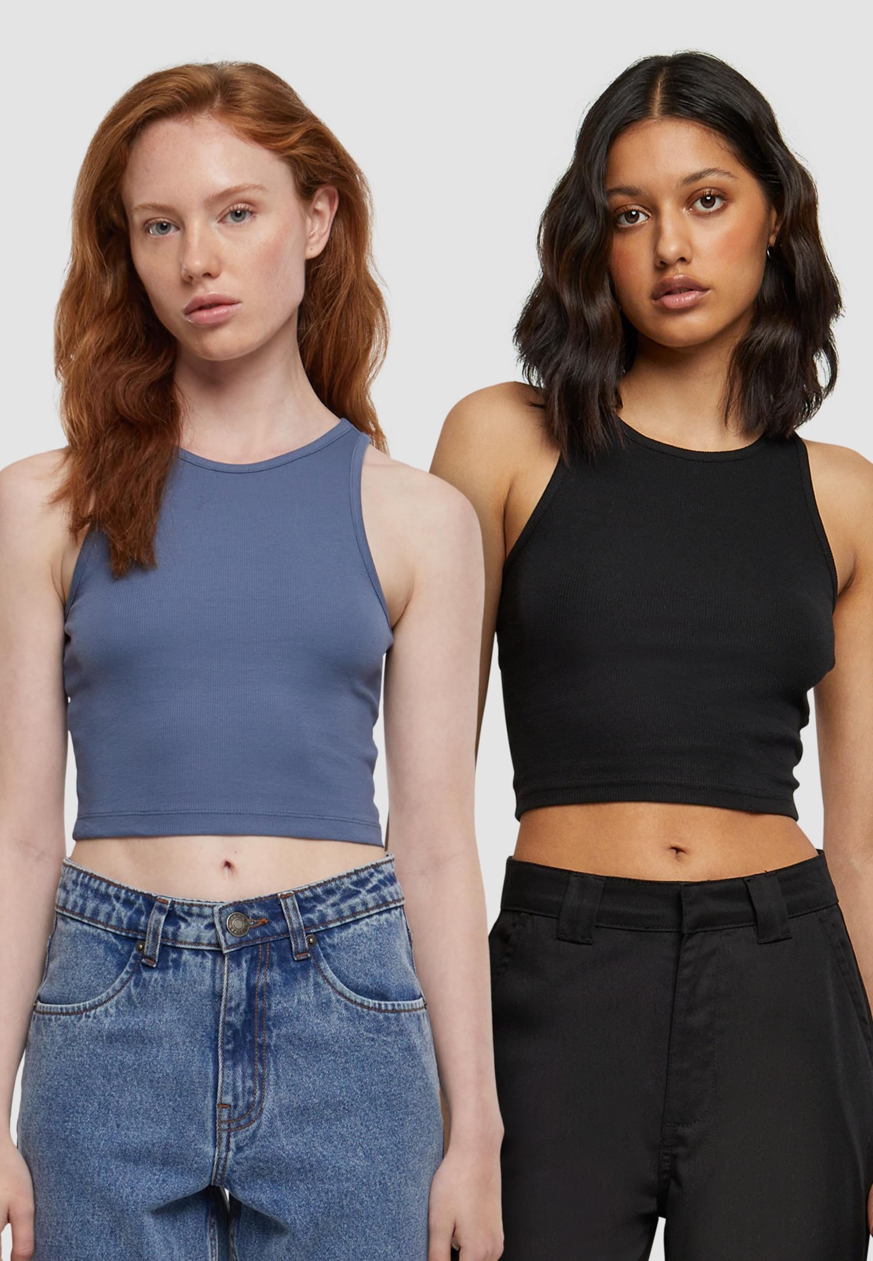 URBAN CLASSICS Muskelshirt »Urban Classics Damen Ladies Cropped Rib Top 2-Pack«, (1 tlg.)