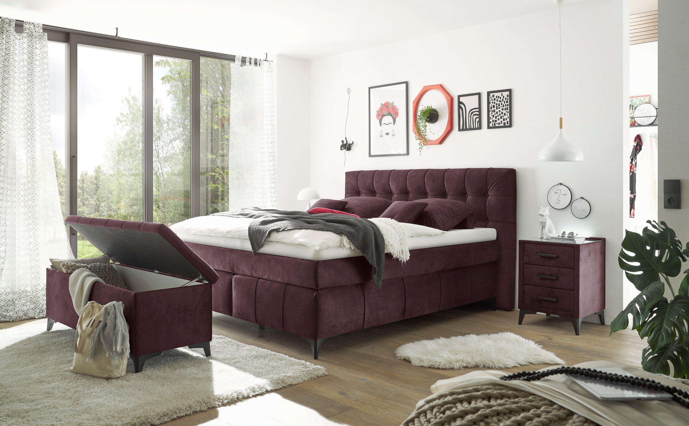 ED EXCITING DESIGN Boxspringbett »Oregon«, inkl. Duo-Matratze - Kokosmatte, Filzabdeckung