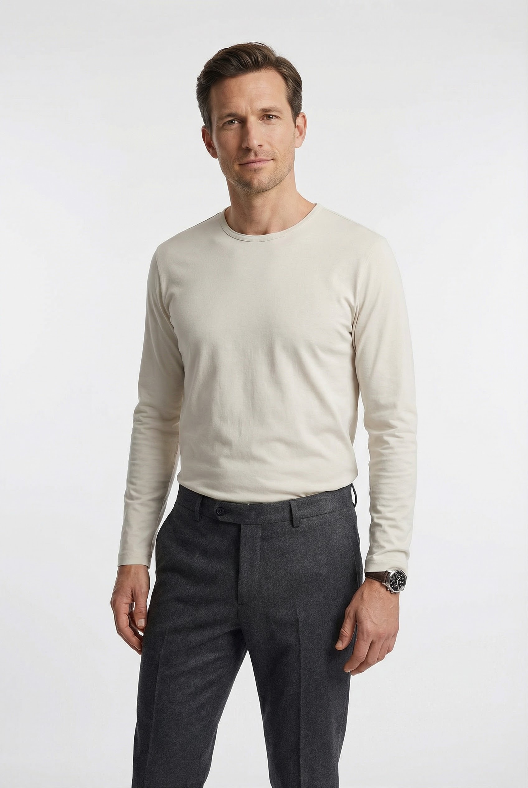 OLYMP Longsleeve Single Jersey, unifarben, regular fit, Rundhals, casual
