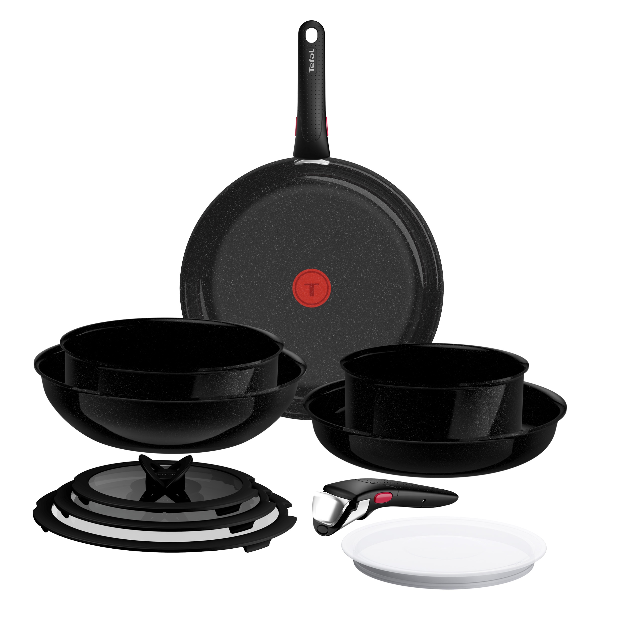 Tefal Pfannen-Set "Ingenio Excellence Keramik" Aluminium Set, 11 tlg. abnehmbarer Ingenio-Griff, Thermo-Signal, stapelbar, Induktion